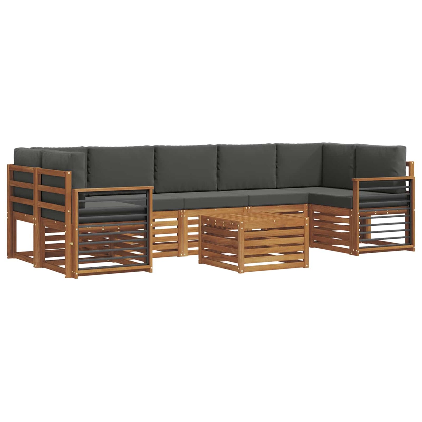 Buiten bankenset met kussen 8 pcs Natuurlijk en Antraciet is nu te koop bij PeponiXL, paradijselijk wonen!