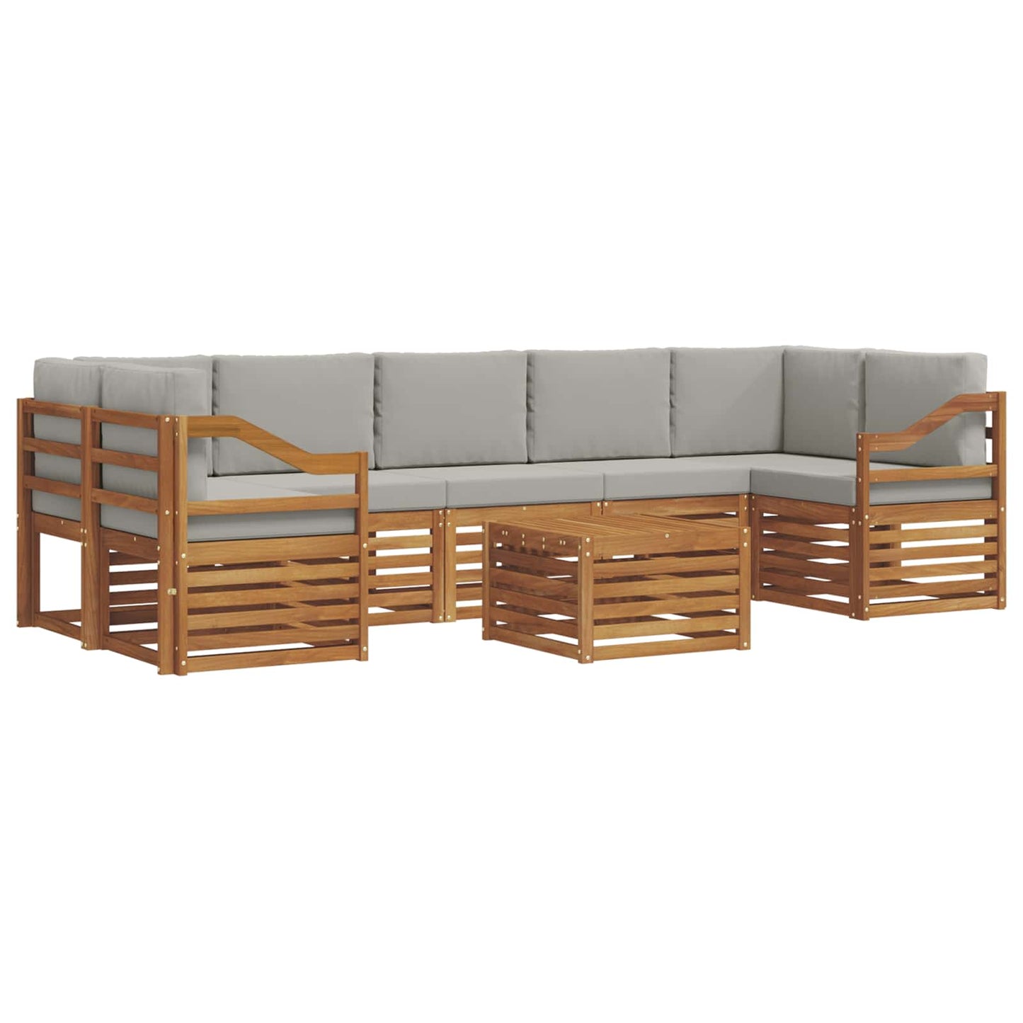 Buiten bankenset met kussen 8 pcs Natuurlijk en Lichtgrijs is nu te koop bij PeponiXL, paradijselijk wonen!