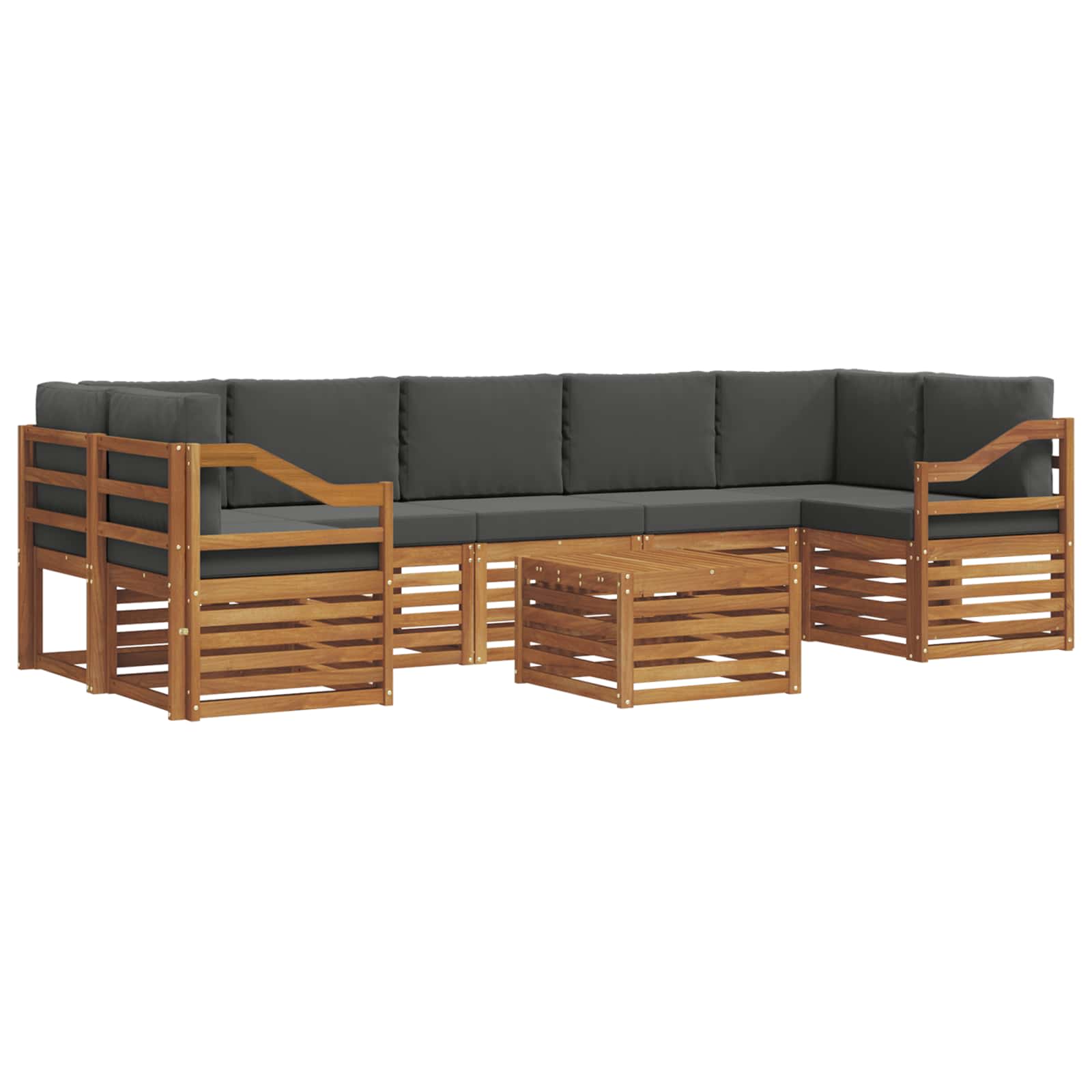 Buiten bankenset met kussen 8 pcs Natuurlijk en Antraciet is nu te koop bij PeponiXL, paradijselijk wonen!