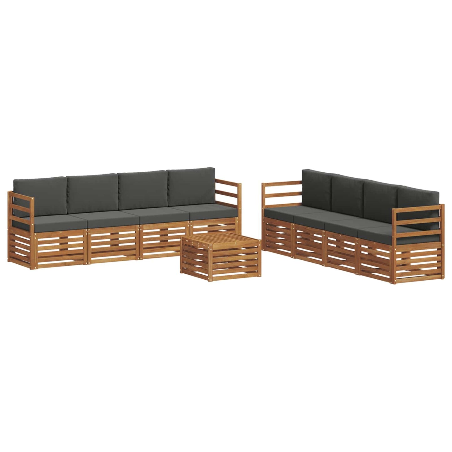 Sofa-Sets 9 pcs Natuurlijk en Antraciet Massief Acaciahout is nu te koop bij PeponiXL, paradijselijk wonen!