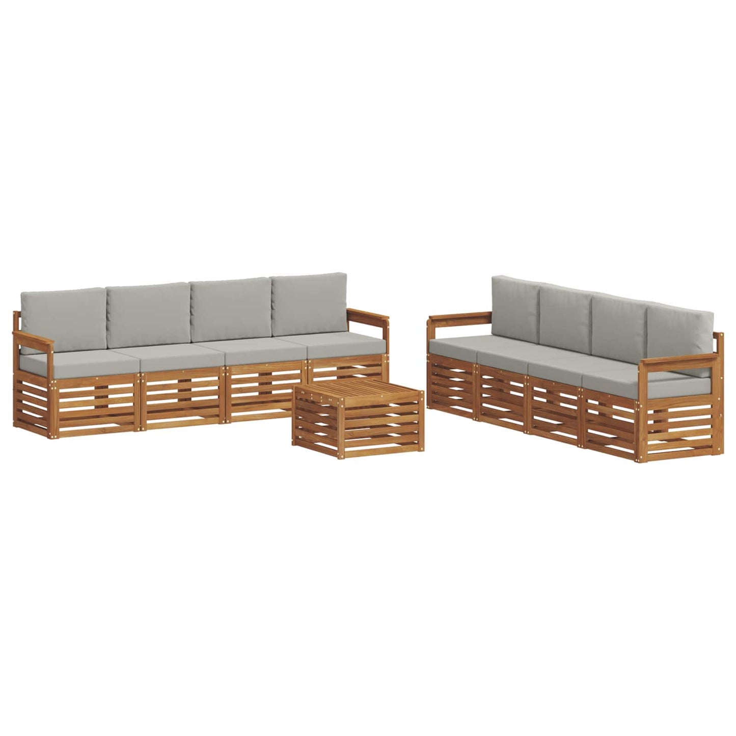 Sofa-Sets 9 pcs Natuurlijk en Lichtgrijs Massief Acaciahout is nu te koop bij PeponiXL, paradijselijk wonen!
