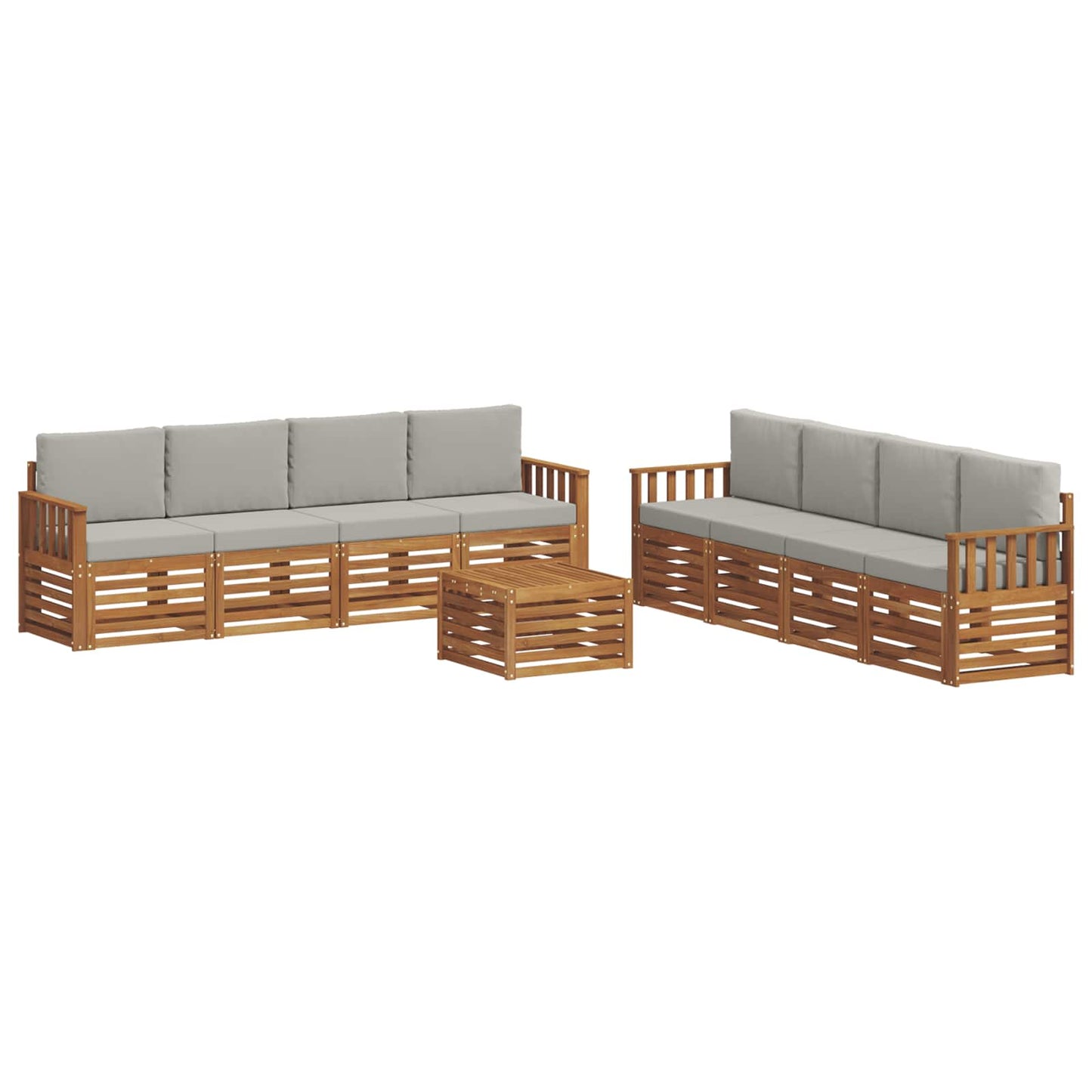 Sofa-Sets 9 pcs Natuurlijk en Lichtgrijs Massief Acaciahout is nu te koop bij PeponiXL, paradijselijk wonen!
