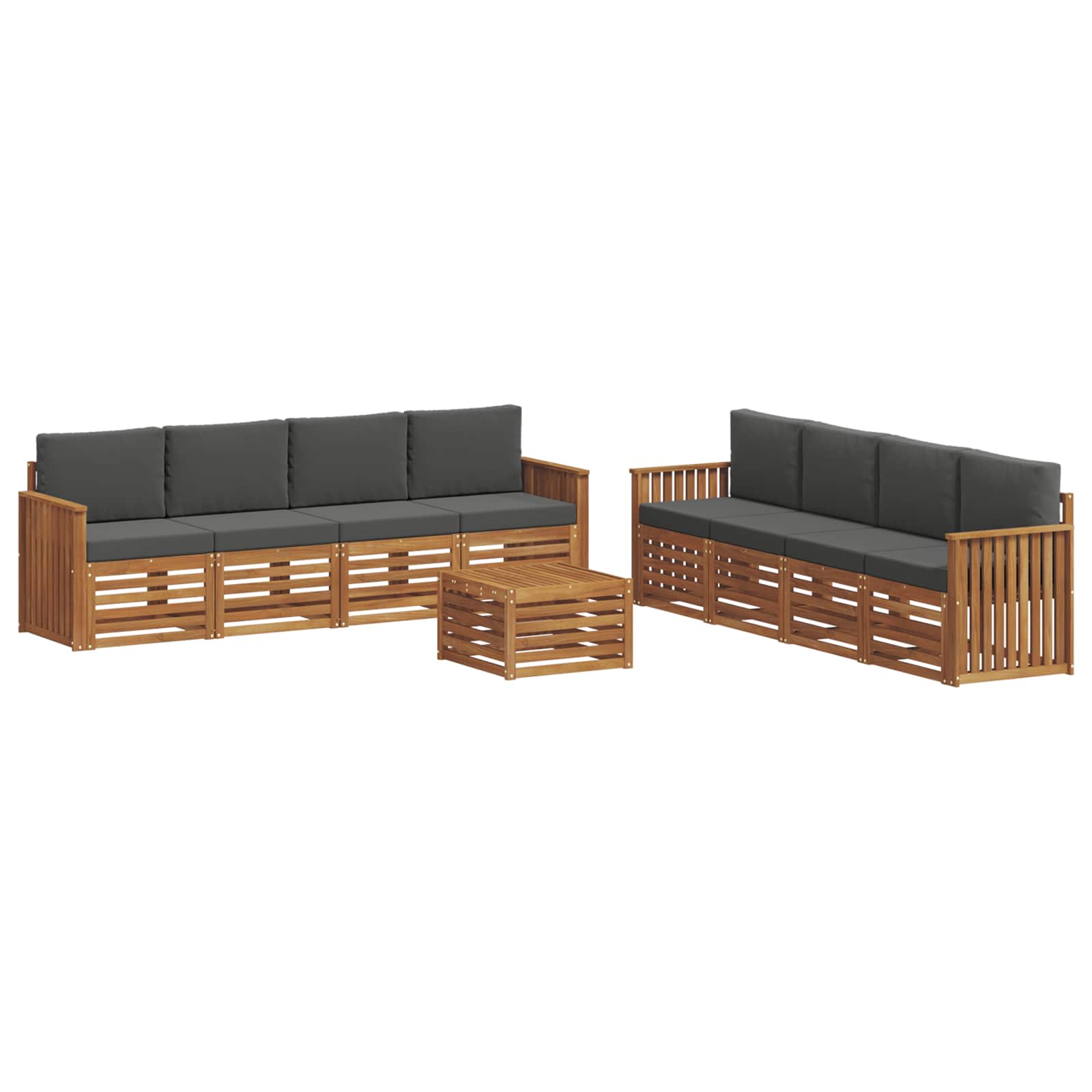 Sofa-Sets 9 pcs Natuurlijk en Antraciet Massief Acaciahout is nu te koop bij PeponiXL, paradijselijk wonen!