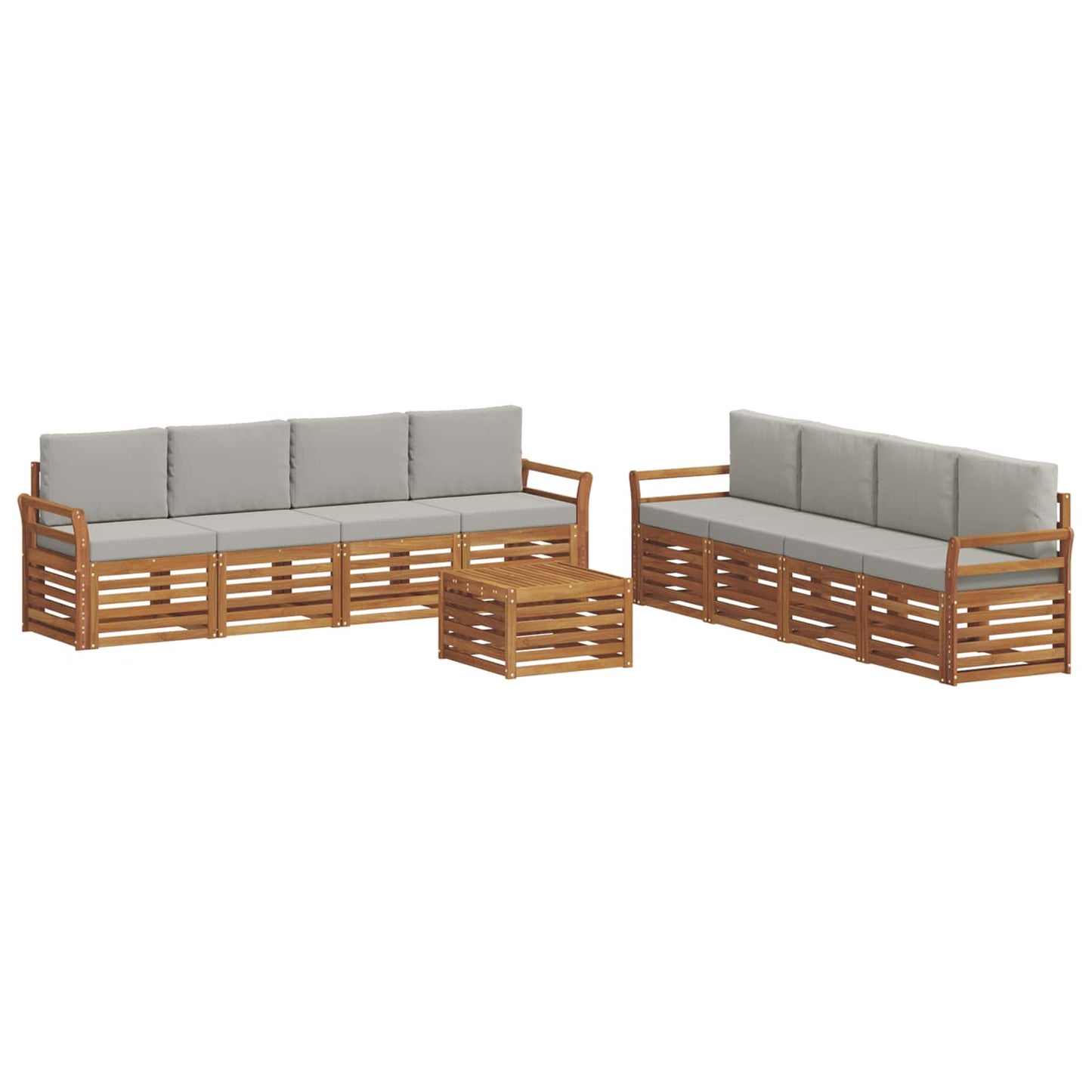 Sofa-Sets 9 pcs Natuurlijk en Lichtgrijs Massief Acaciahout is nu te koop bij PeponiXL, paradijselijk wonen!