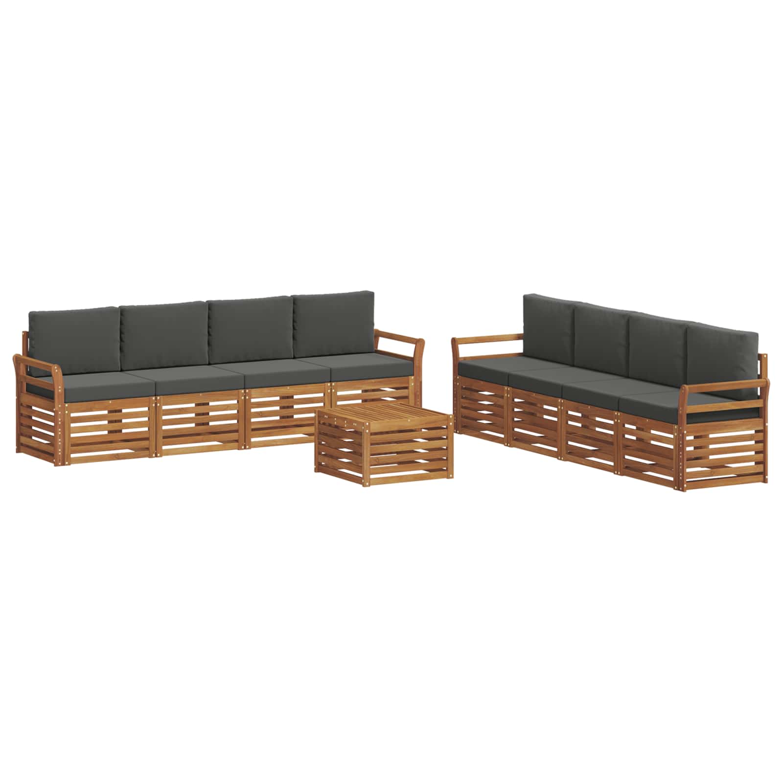 Sofa-Sets 9 pcs Natuurlijk en Antraciet Massief Acaciahout is nu te koop bij PeponiXL, paradijselijk wonen!