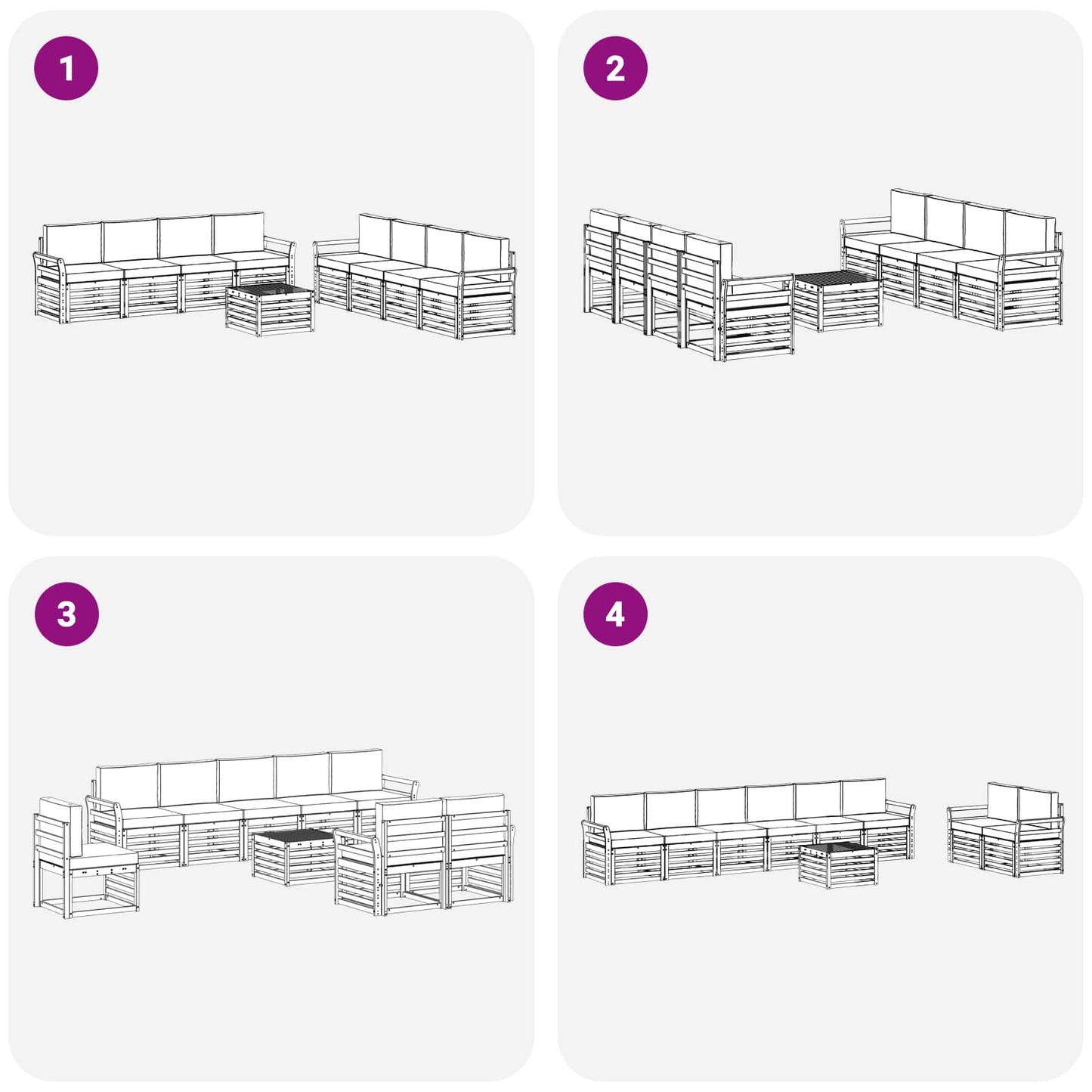 Sofa-Sets 9 pcs Natuurlijk en Antraciet Massief Acaciahout is nu te koop bij PeponiXL, paradijselijk wonen!