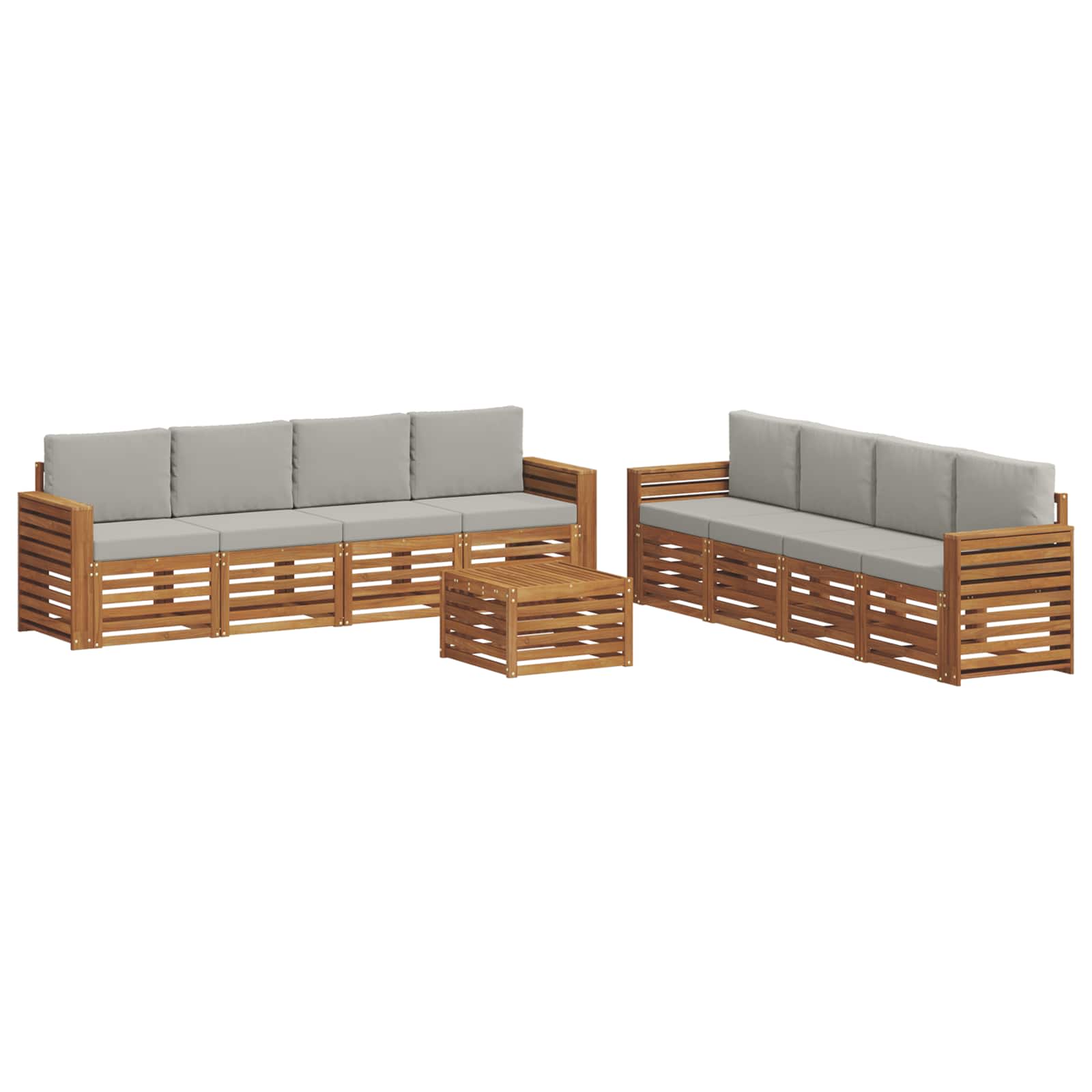 Sofa-Sets 9 pcs Natuurlijk en Lichtgrijs Massief Acaciahout is nu te koop bij PeponiXL, paradijselijk wonen!