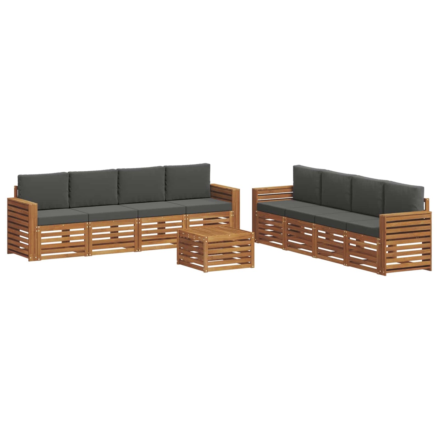 Sofa-Sets 9 pcs Natuurlijk en Antraciet Massief Acaciahout is nu te koop bij PeponiXL, paradijselijk wonen!