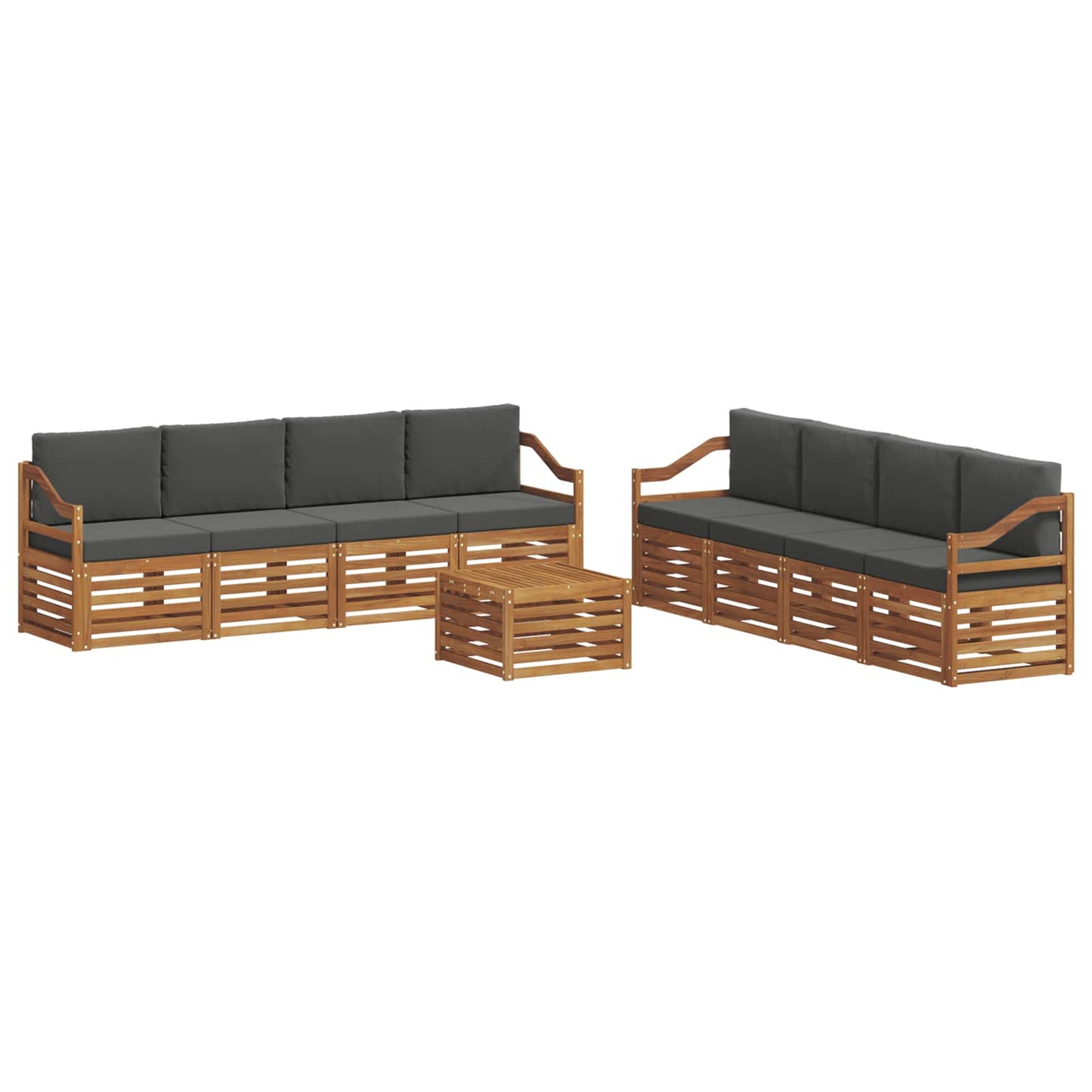 Sofa-Sets 9 pcs Natuurlijk en Antraciet Massief Acaciahout is nu te koop bij PeponiXL, paradijselijk wonen!