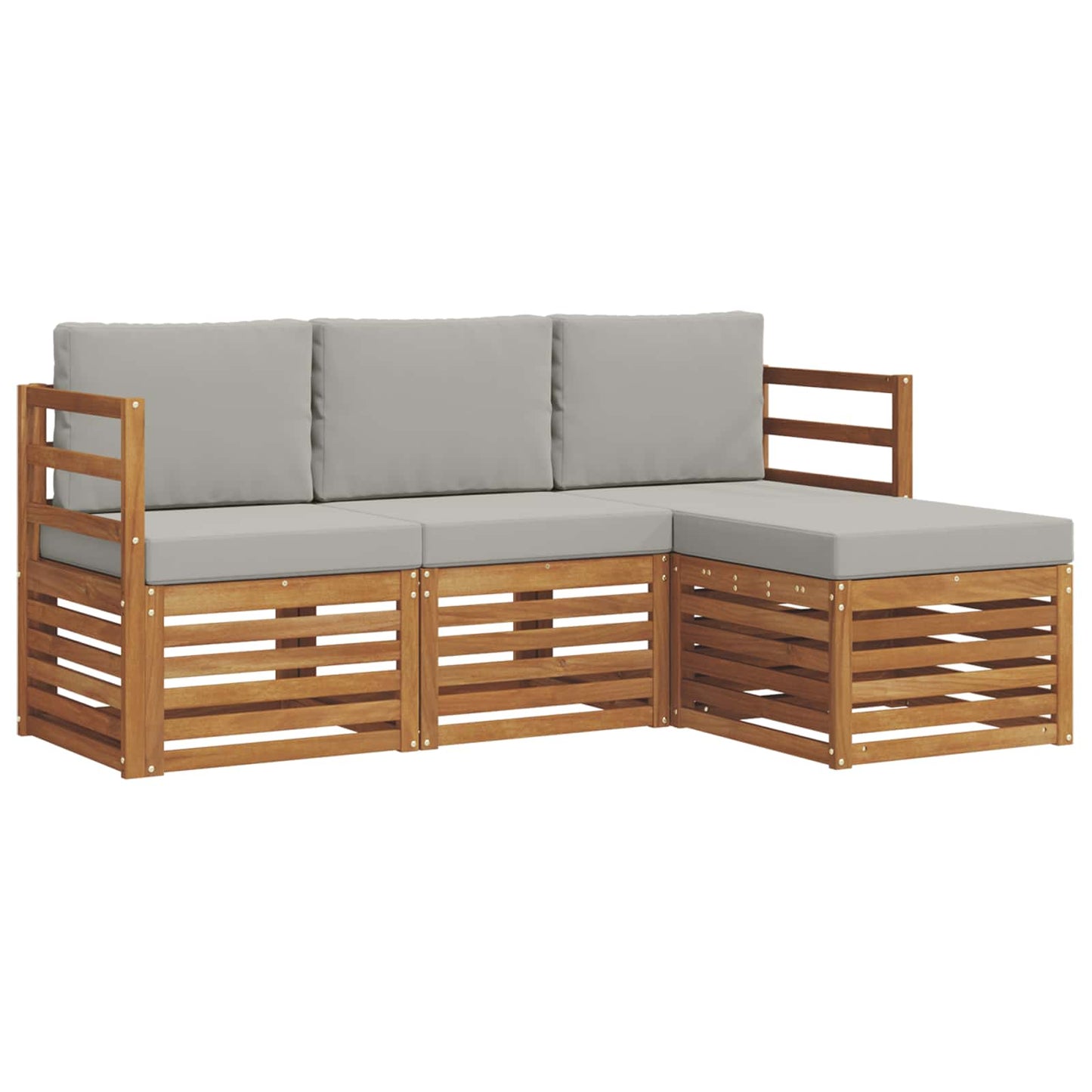 Buiten bankenset met kussen 4 pcs Natuurlijk en Lichtgrijs is nu te koop bij PeponiXL, paradijselijk wonen!