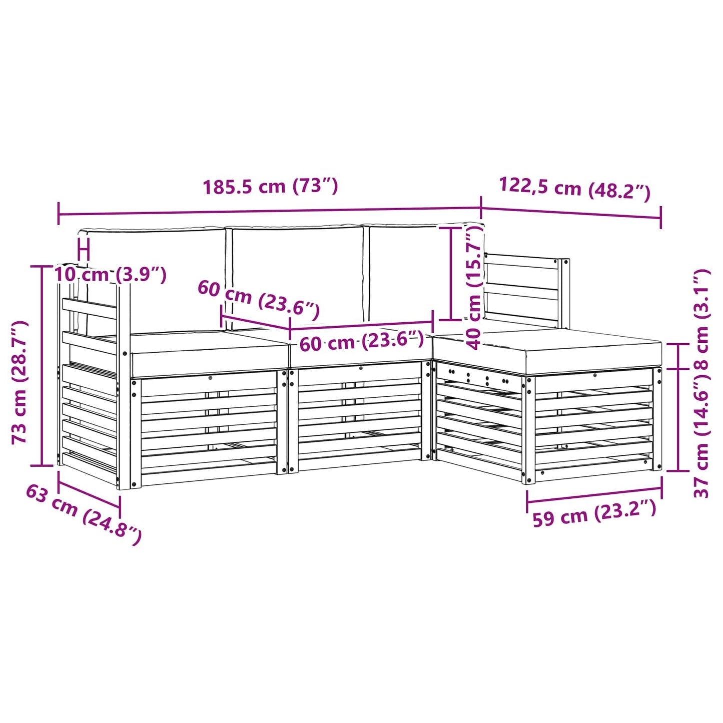 Buiten bankenset met kussen 4 pcs Natuurlijk en Lichtgrijs is nu te koop bij PeponiXL, paradijselijk wonen!