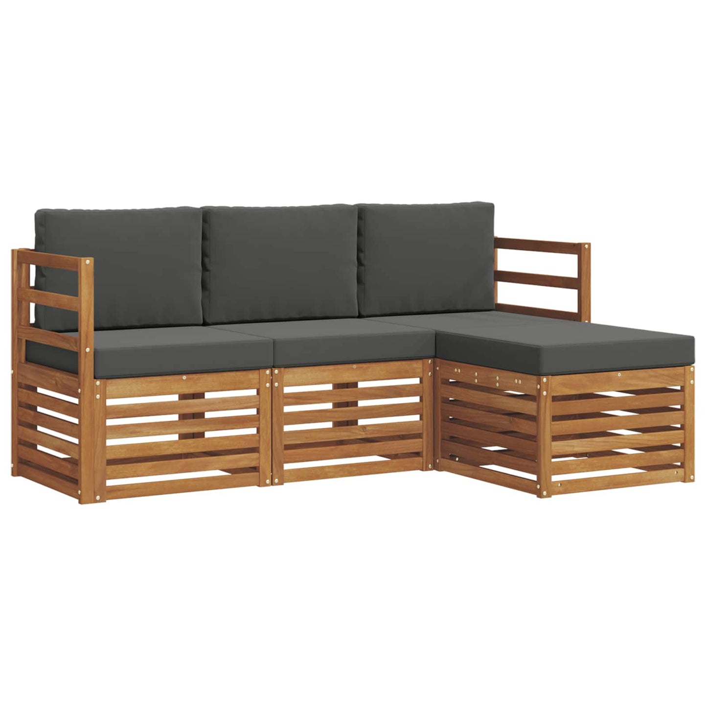 Buiten bankenset met kussen 4 pcs Natuurlijk en Antraciet is nu te koop bij PeponiXL, paradijselijk wonen!