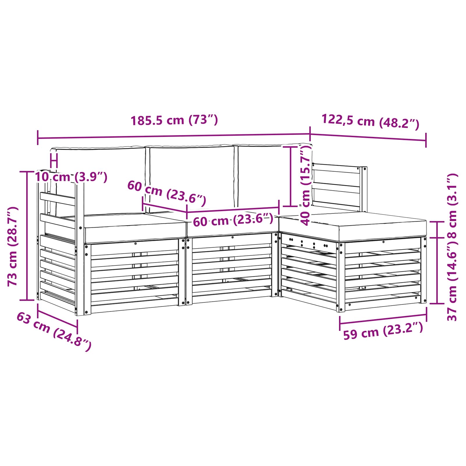 Buiten bankenset met kussen 4 pcs Natuurlijk en Antraciet is nu te koop bij PeponiXL, paradijselijk wonen!