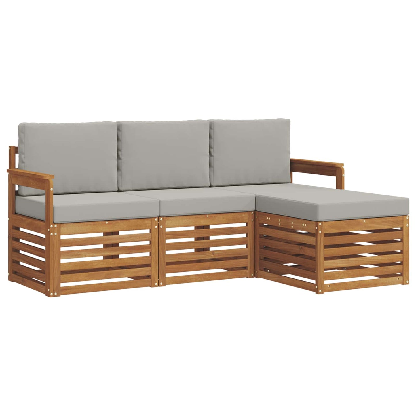 Buiten bankenset met kussen 4 pcs Natuurlijk en Lichtgrijs is nu te koop bij PeponiXL, paradijselijk wonen!