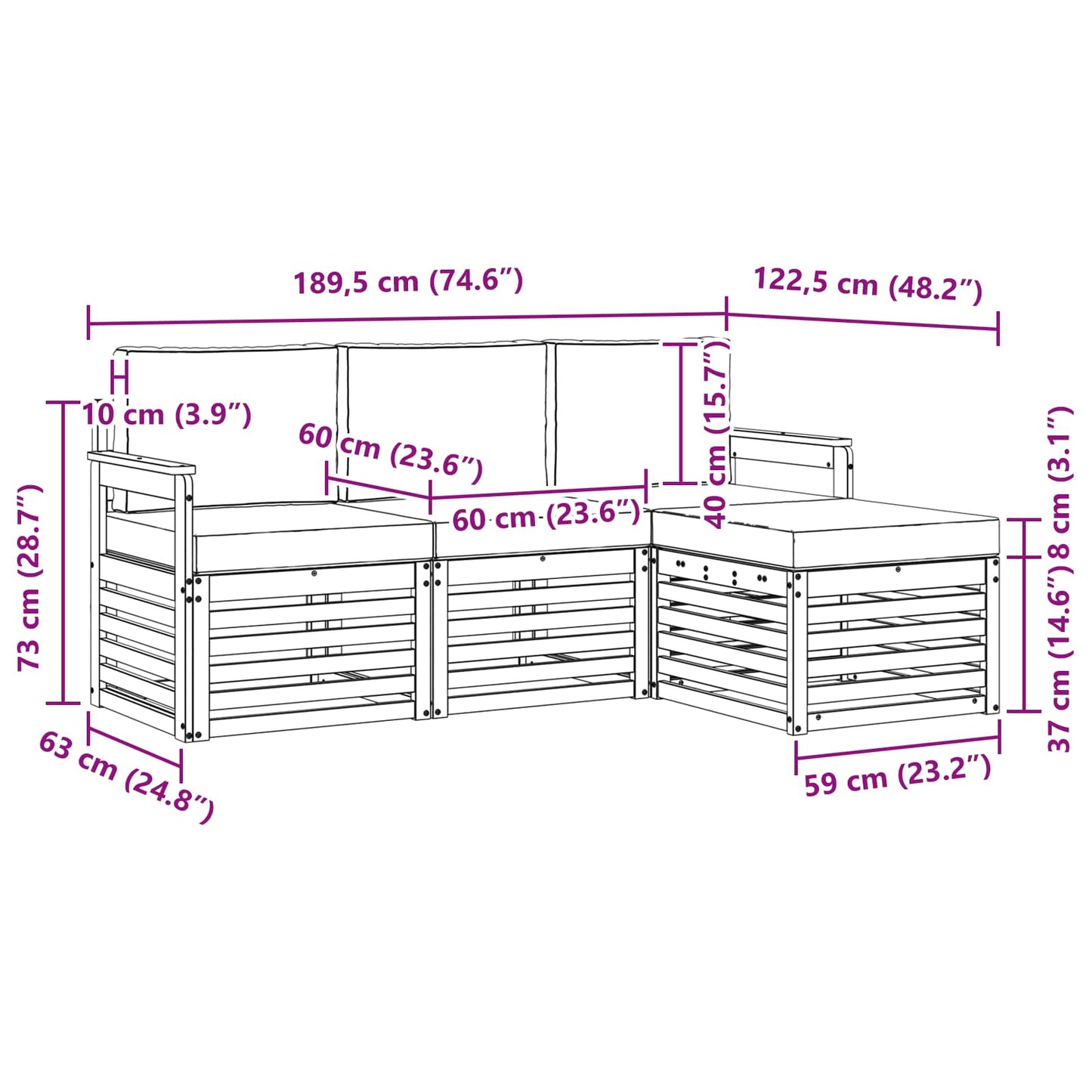 Buiten bankenset met kussen 4 pcs Natuurlijk en Lichtgrijs is nu te koop bij PeponiXL, paradijselijk wonen!