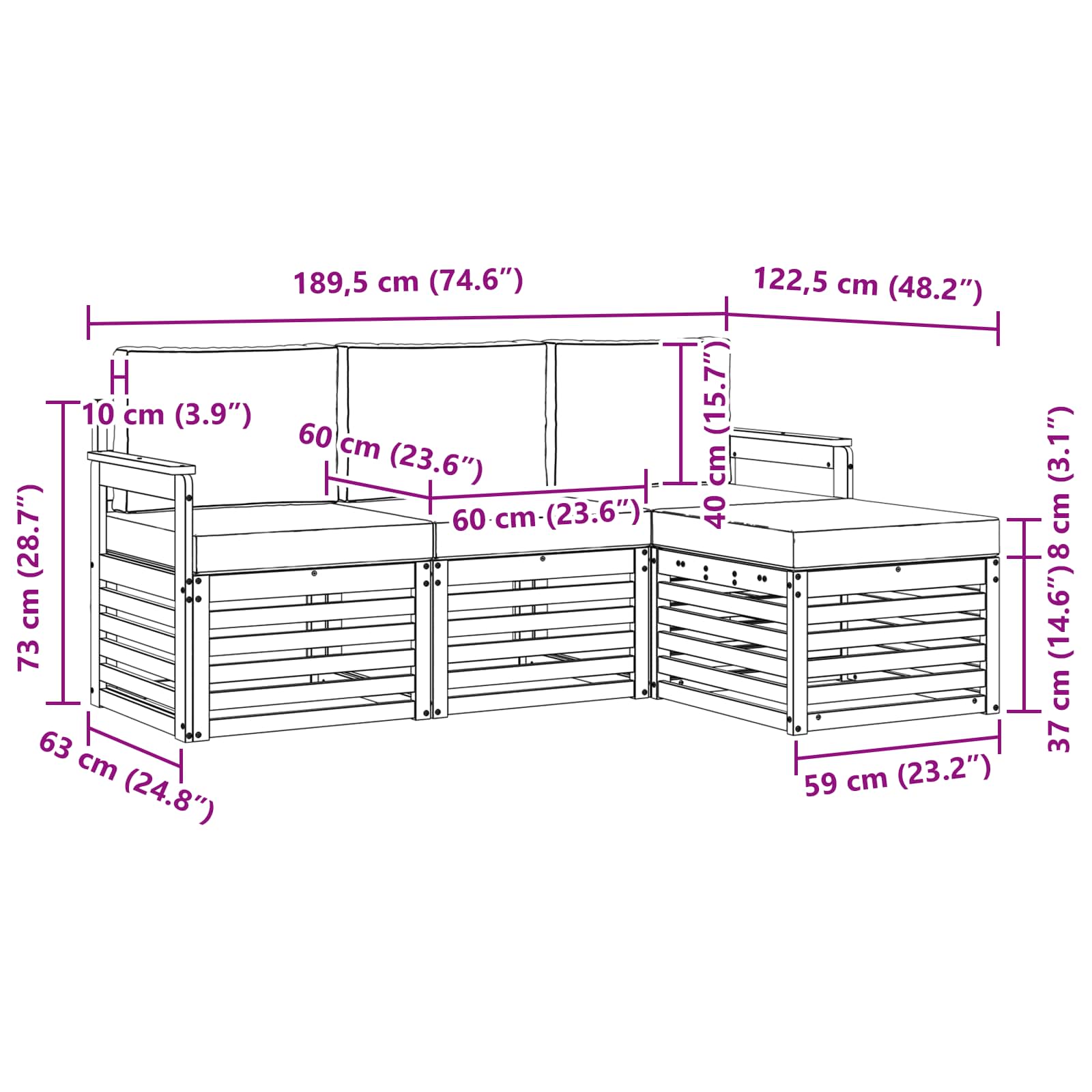 Buiten bankenset met kussen 4 pcs Natuurlijk en Lichtgrijs is nu te koop bij PeponiXL, paradijselijk wonen!