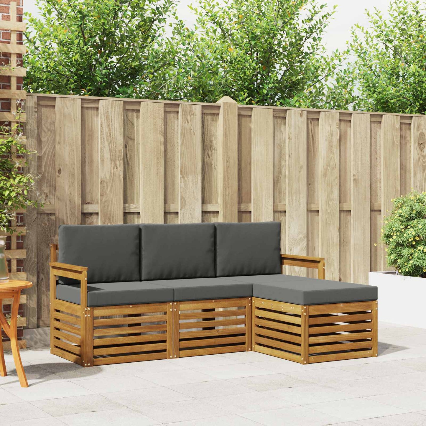 Buiten bankenset met kussen 4 pcs Natuurlijk en Antraciet is nu te koop bij PeponiXL, paradijselijk wonen!
