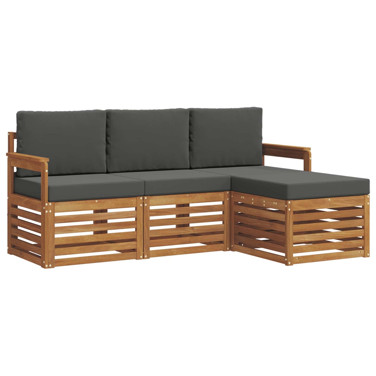 Buiten bankenset met kussen 4 pcs Natuurlijk en Antraciet is nu te koop bij PeponiXL, paradijselijk wonen!