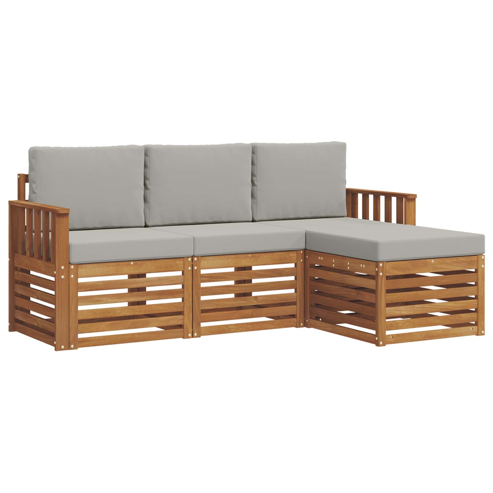 Buiten bankenset met kussen 4 pcs Natuurlijk en Lichtgrijs is nu te koop bij PeponiXL, paradijselijk wonen!