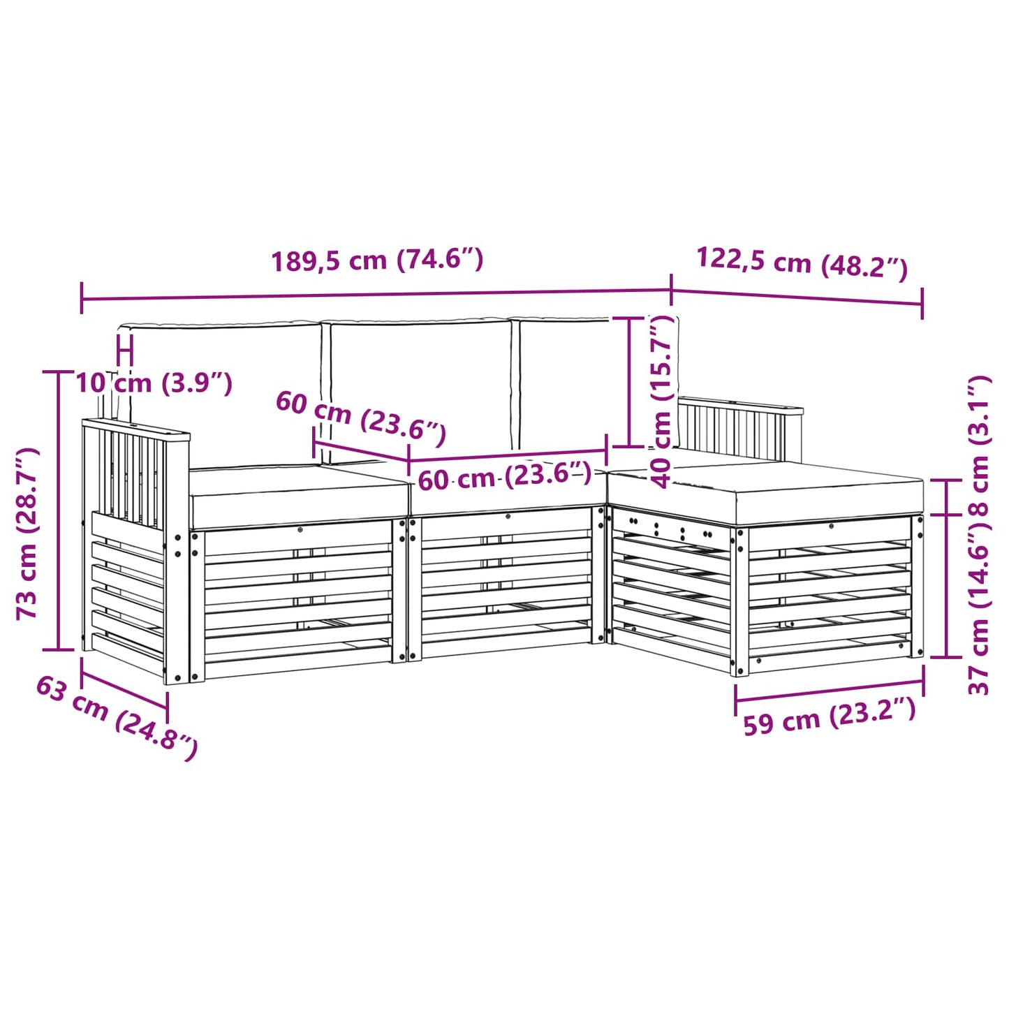 Buiten bankenset met kussen 4 pcs Natuurlijk en Lichtgrijs is nu te koop bij PeponiXL, paradijselijk wonen!