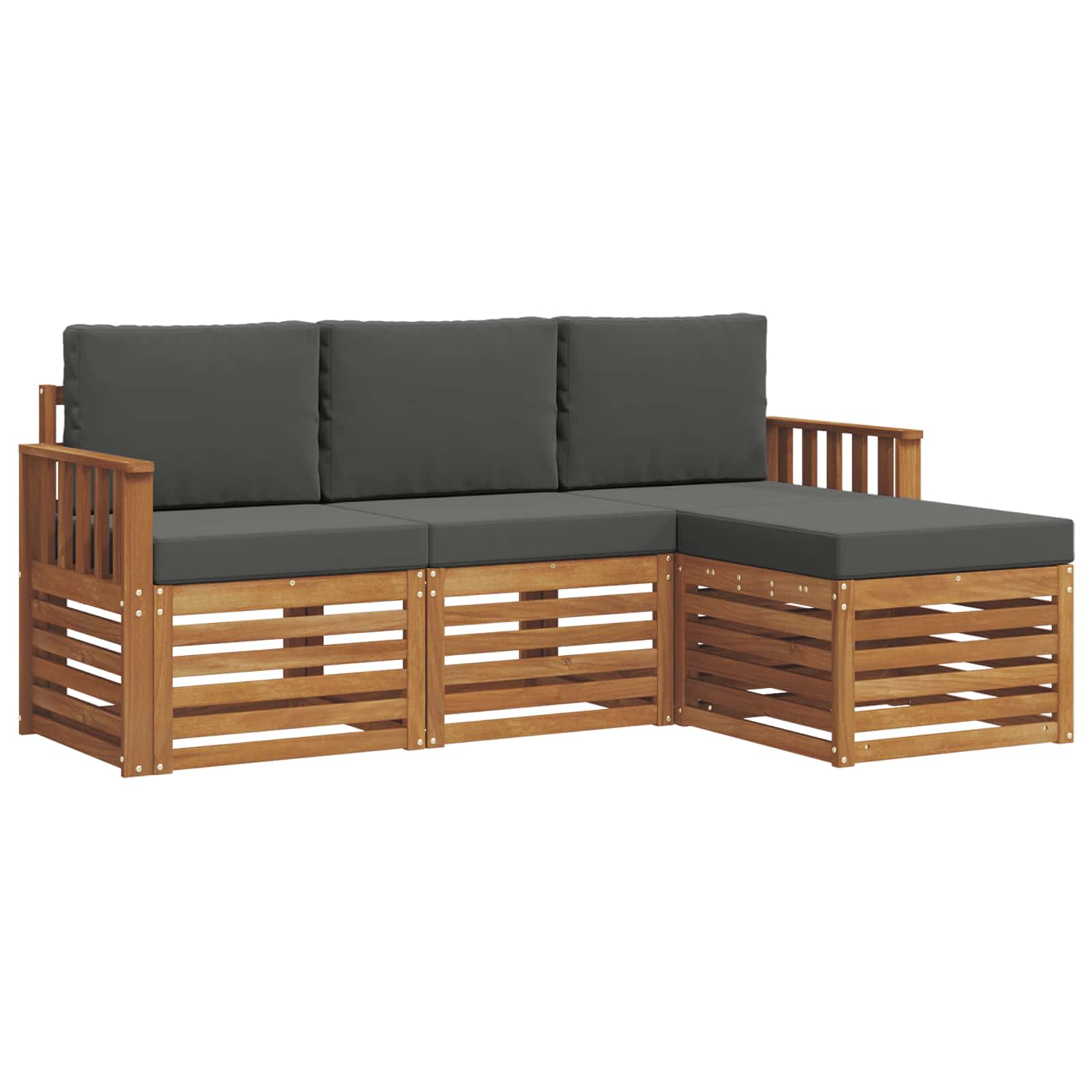 Buiten bankenset met kussen 4 pcs Natuurlijk en Antraciet is nu te koop bij PeponiXL, paradijselijk wonen!