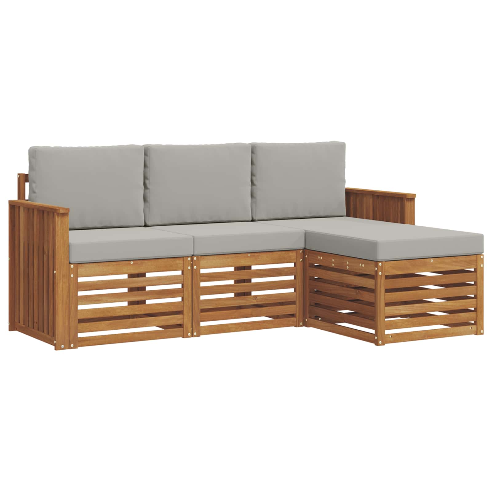 Buiten bankenset met kussen 4 pcs Natuurlijk en Lichtgrijs is nu te koop bij PeponiXL, paradijselijk wonen!