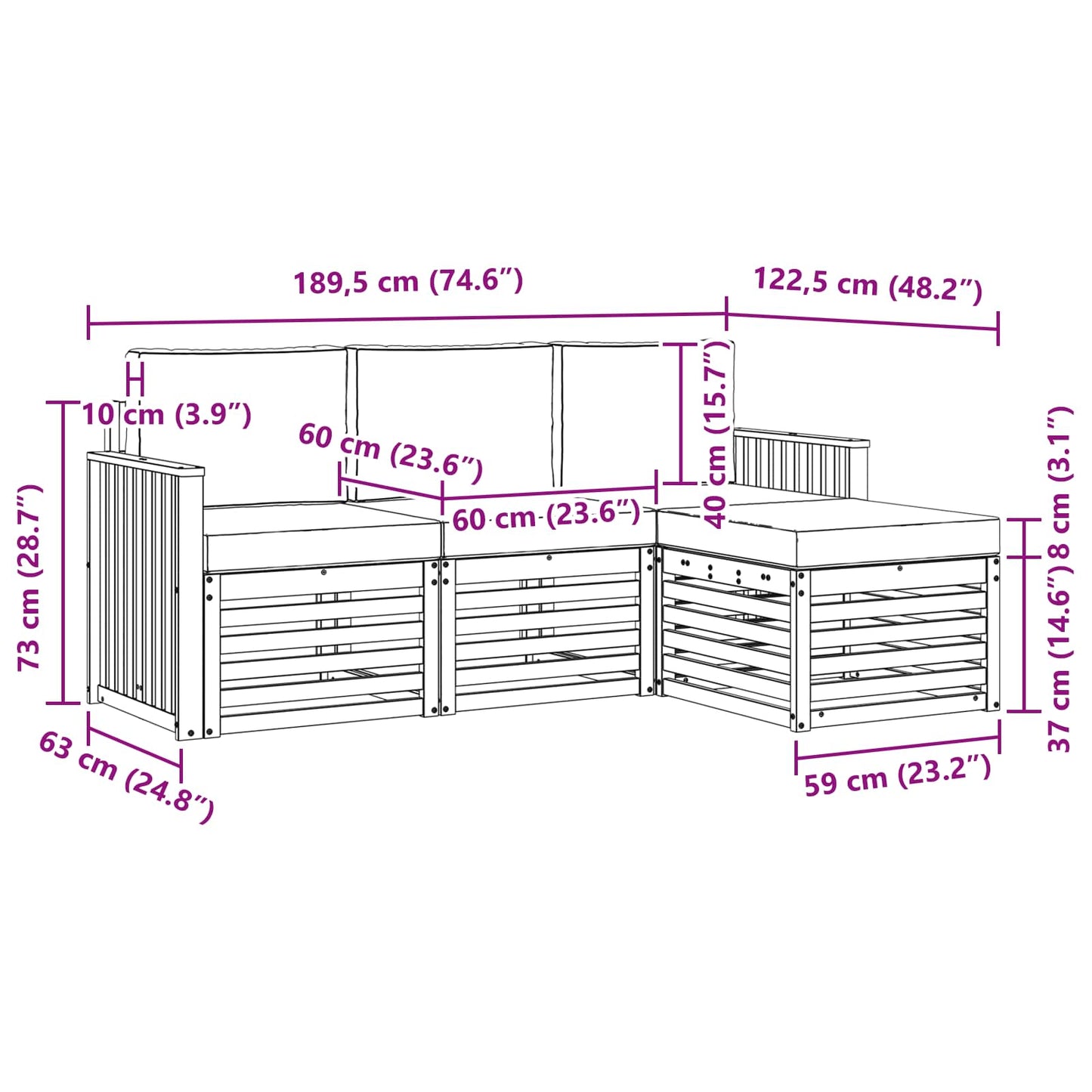Buiten bankenset met kussen 4 pcs Natuurlijk en Lichtgrijs is nu te koop bij PeponiXL, paradijselijk wonen!