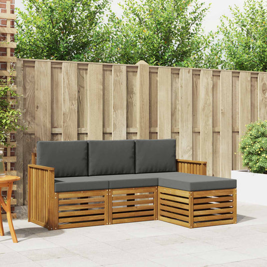 Buiten bankenset met kussen 4 pcs Natuurlijk en Antraciet is nu te koop bij PeponiXL, paradijselijk wonen!
