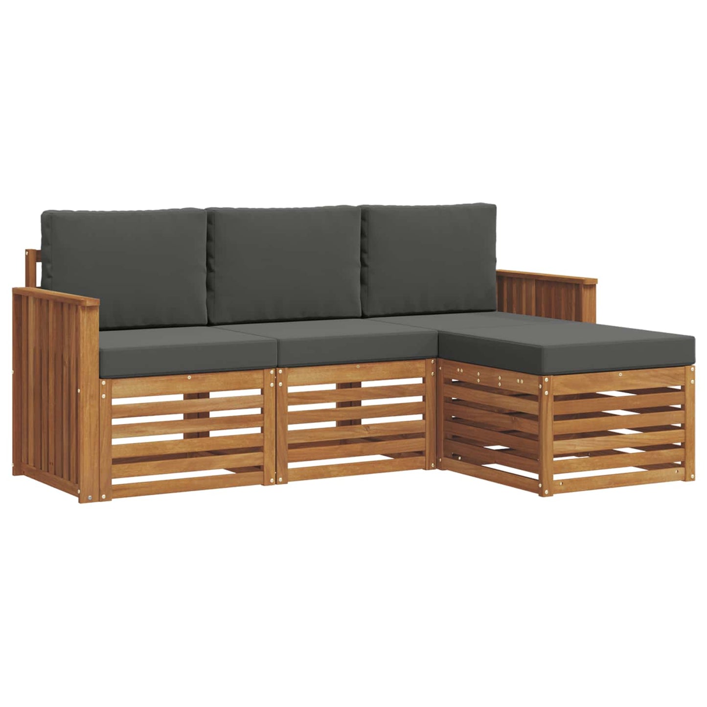 Buiten bankenset met kussen 4 pcs Natuurlijk en Antraciet is nu te koop bij PeponiXL, paradijselijk wonen!
