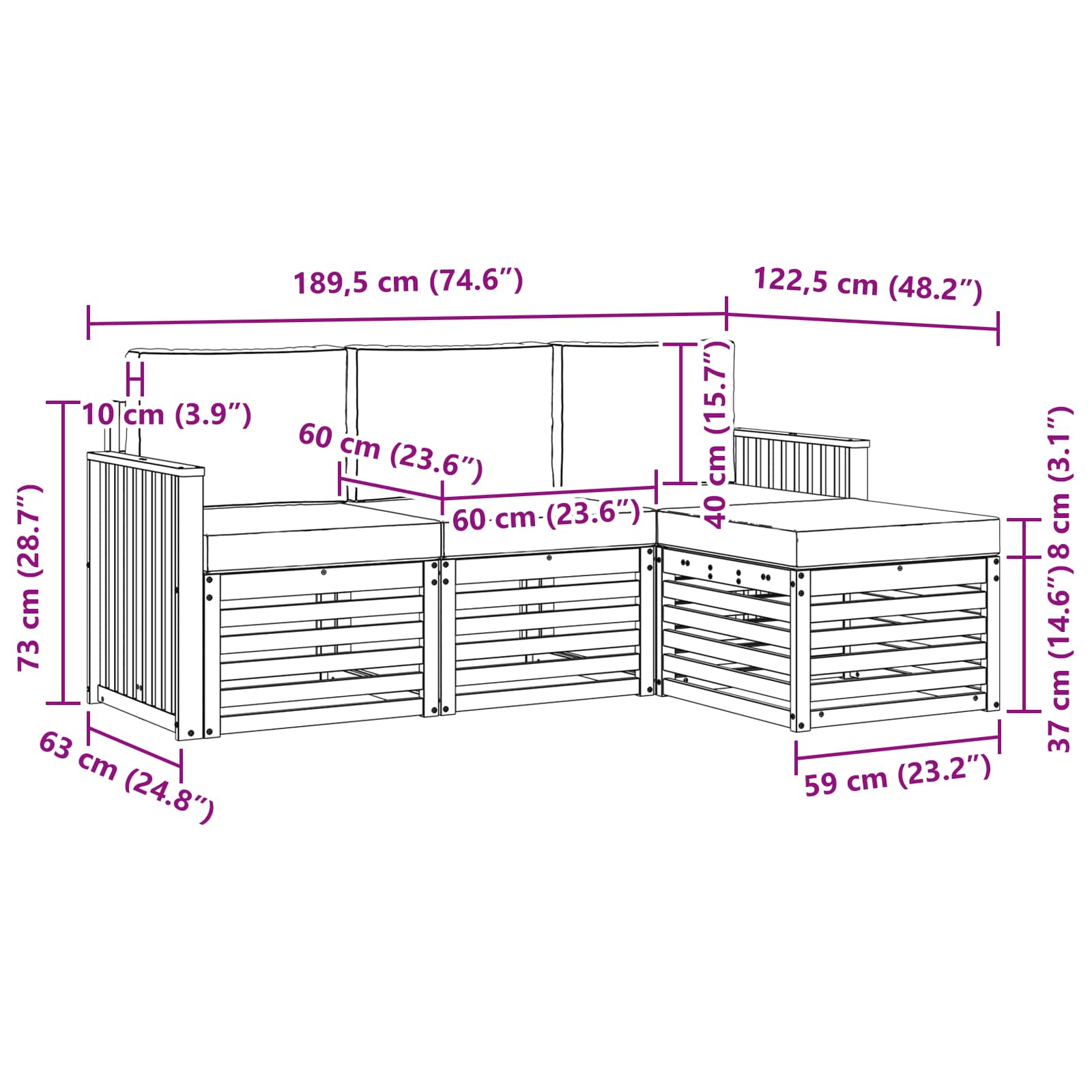 Buiten bankenset met kussen 4 pcs Natuurlijk en Antraciet is nu te koop bij PeponiXL, paradijselijk wonen!