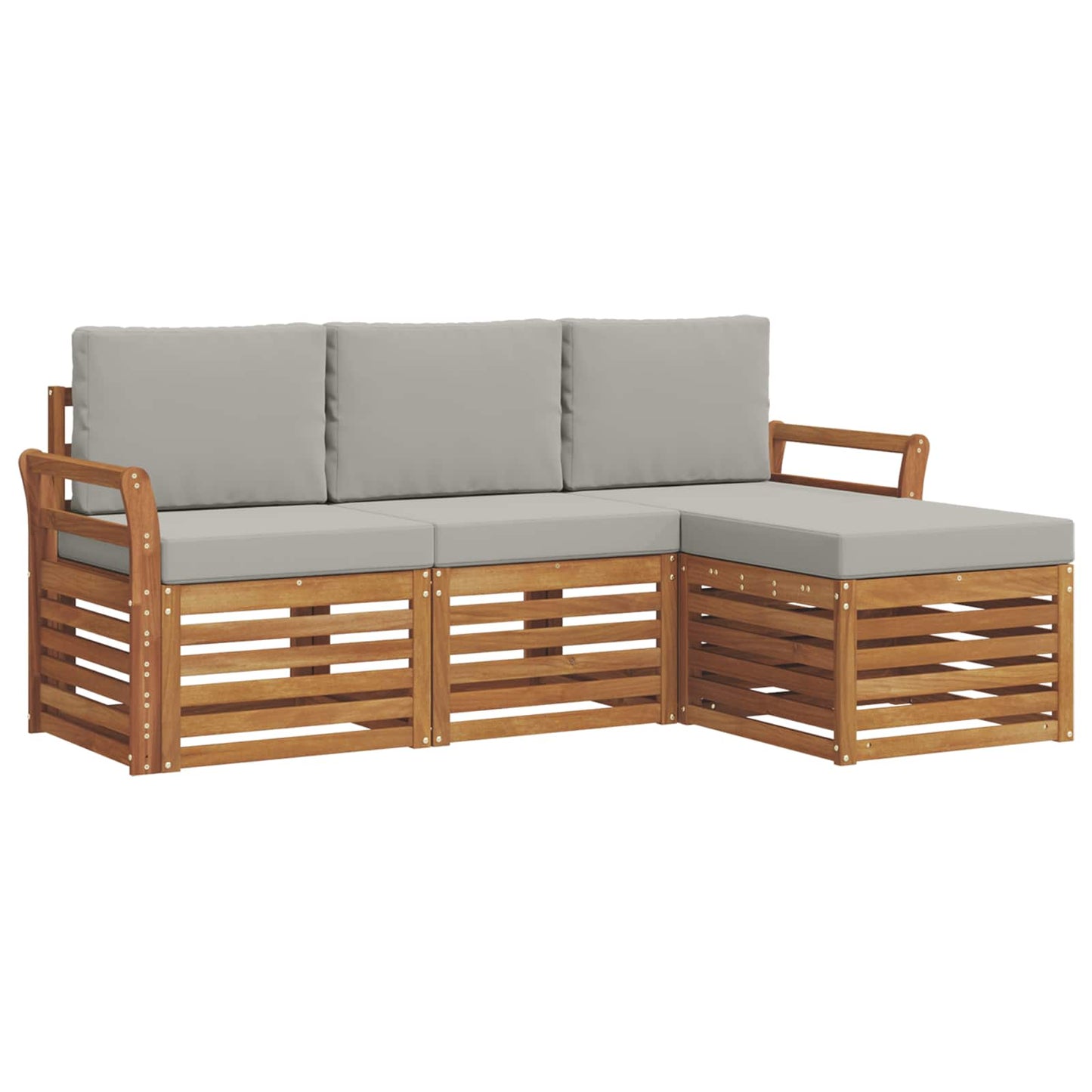 Buiten bankenset met kussen 4 pcs Natuurlijk en Lichtgrijs is nu te koop bij PeponiXL, paradijselijk wonen!