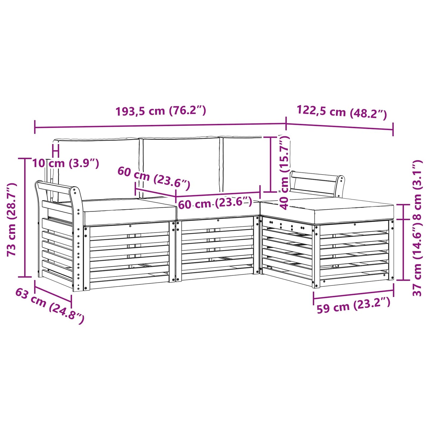 Buiten bankenset met kussen 4 pcs Natuurlijk en Lichtgrijs is nu te koop bij PeponiXL, paradijselijk wonen!