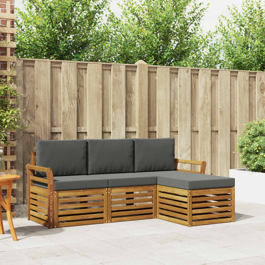 Buiten bankenset met kussen 4 pcs Natuurlijk en Antraciet is nu te koop bij PeponiXL, paradijselijk wonen!