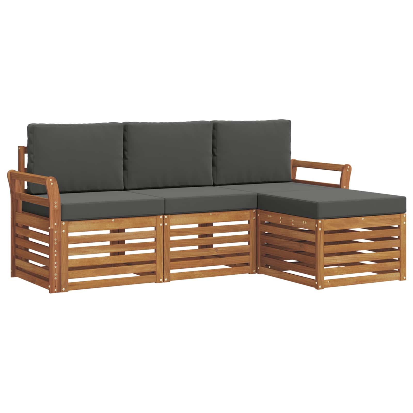 Buiten bankenset met kussen 4 pcs Natuurlijk en Antraciet is nu te koop bij PeponiXL, paradijselijk wonen!