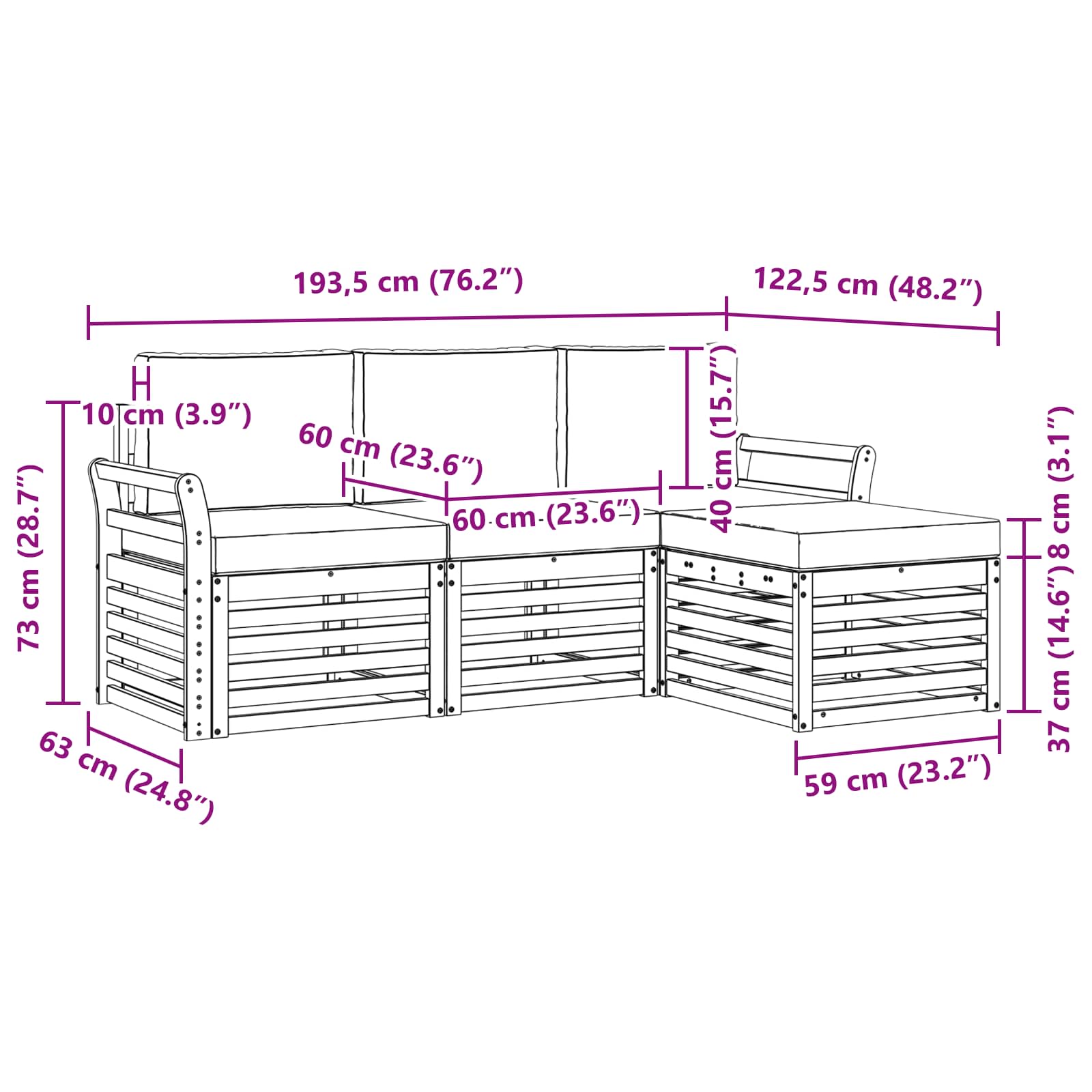 Buiten bankenset met kussen 4 pcs Natuurlijk en Antraciet is nu te koop bij PeponiXL, paradijselijk wonen!