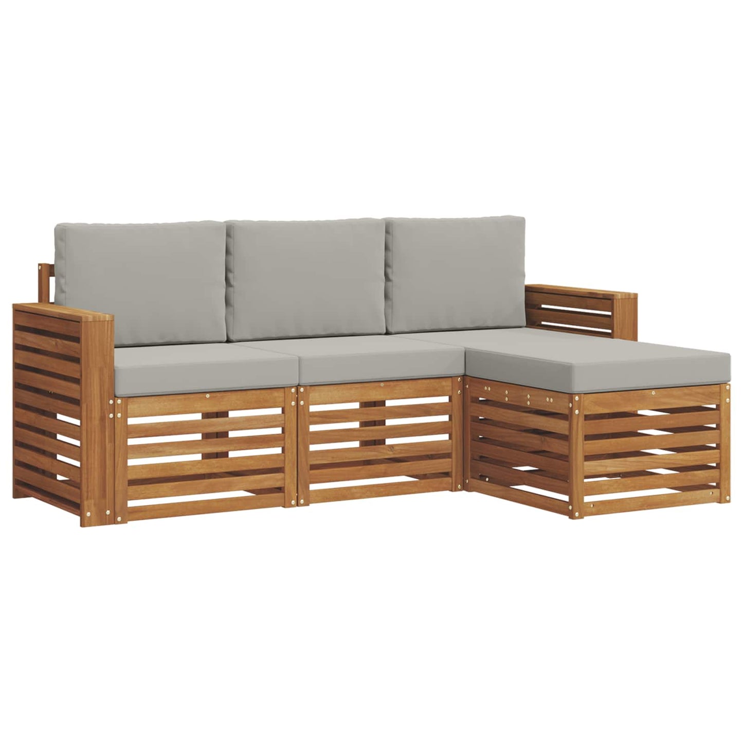 Buiten bankenset met kussen 4 pcs Natuurlijk en Lichtgrijs is nu te koop bij PeponiXL, paradijselijk wonen!