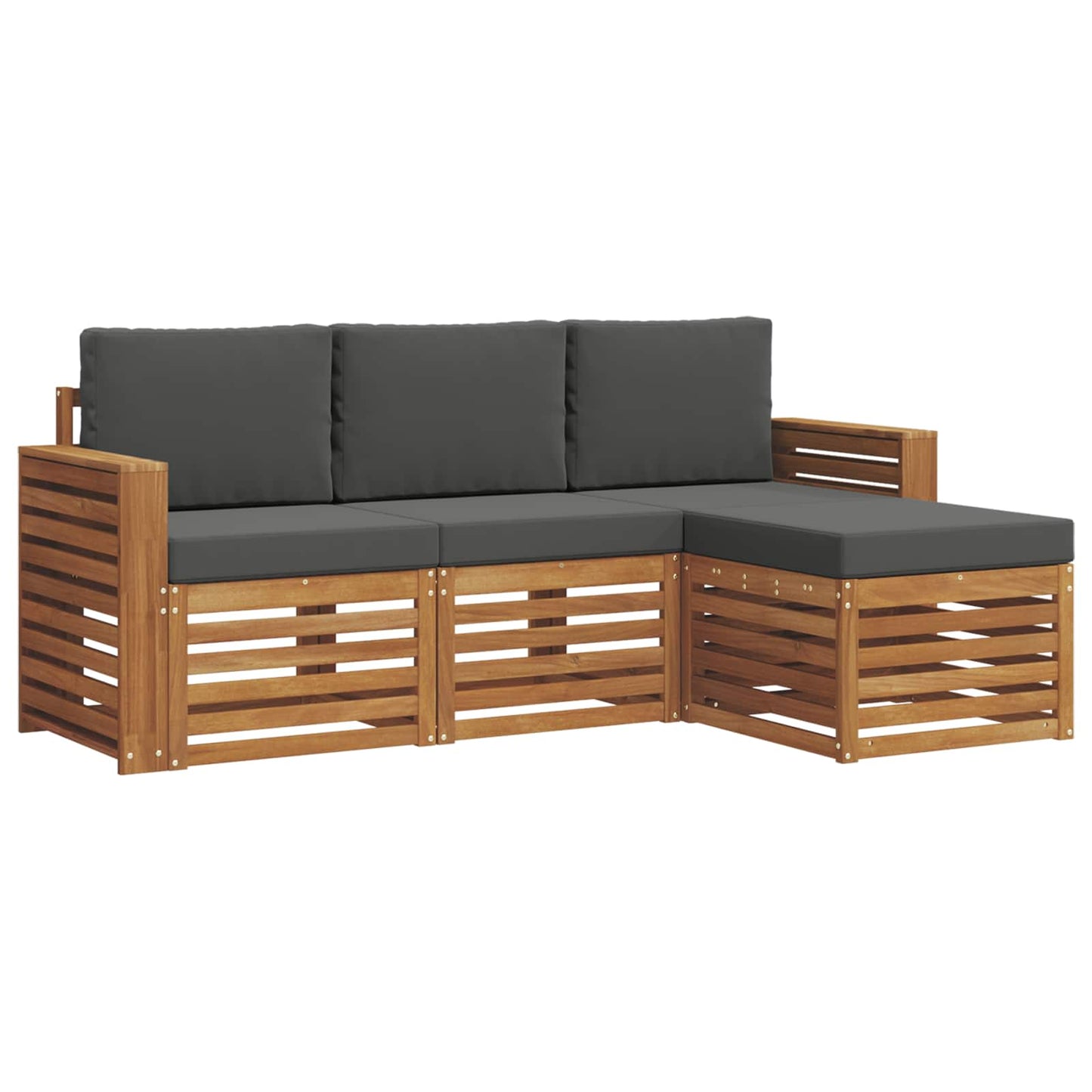 Buiten bankenset met kussen 4 pcs Natuurlijk en Antraciet is nu te koop bij PeponiXL, paradijselijk wonen!