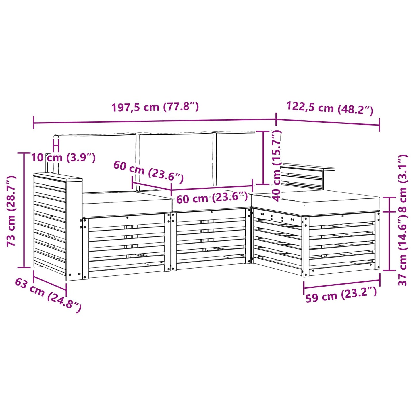 Buiten bankenset met kussen 4 pcs Natuurlijk en Antraciet is nu te koop bij PeponiXL, paradijselijk wonen!
