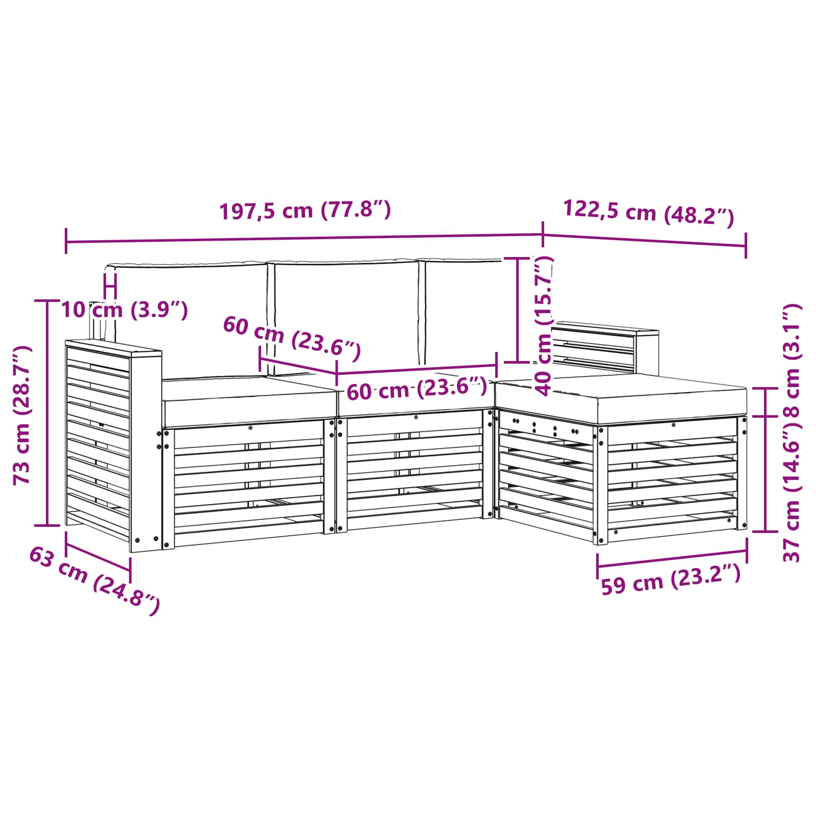 Buiten bankenset met kussen 4 pcs Natuurlijk en Antraciet is nu te koop bij PeponiXL, paradijselijk wonen!