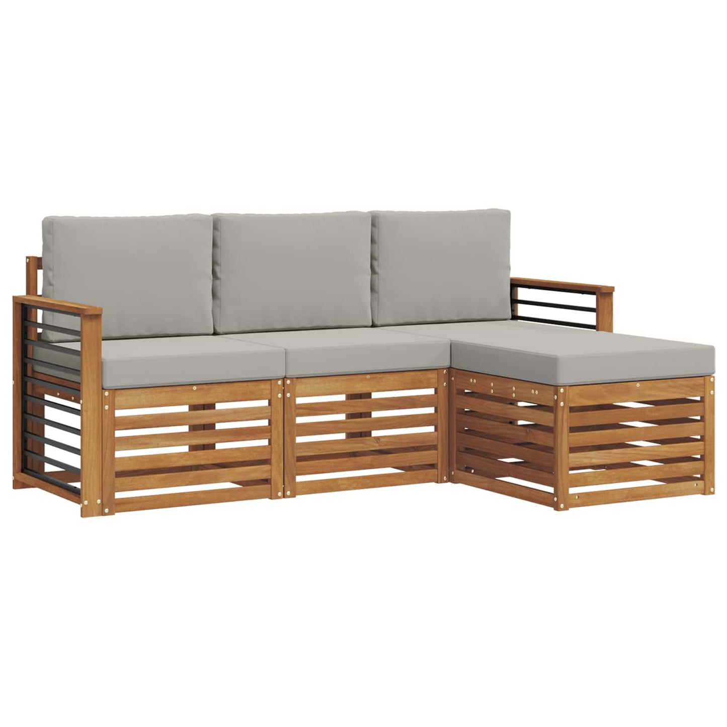 Buiten bankenset met kussen 4 pcs Natuurlijk en Lichtgrijs is nu te koop bij PeponiXL, paradijselijk wonen!