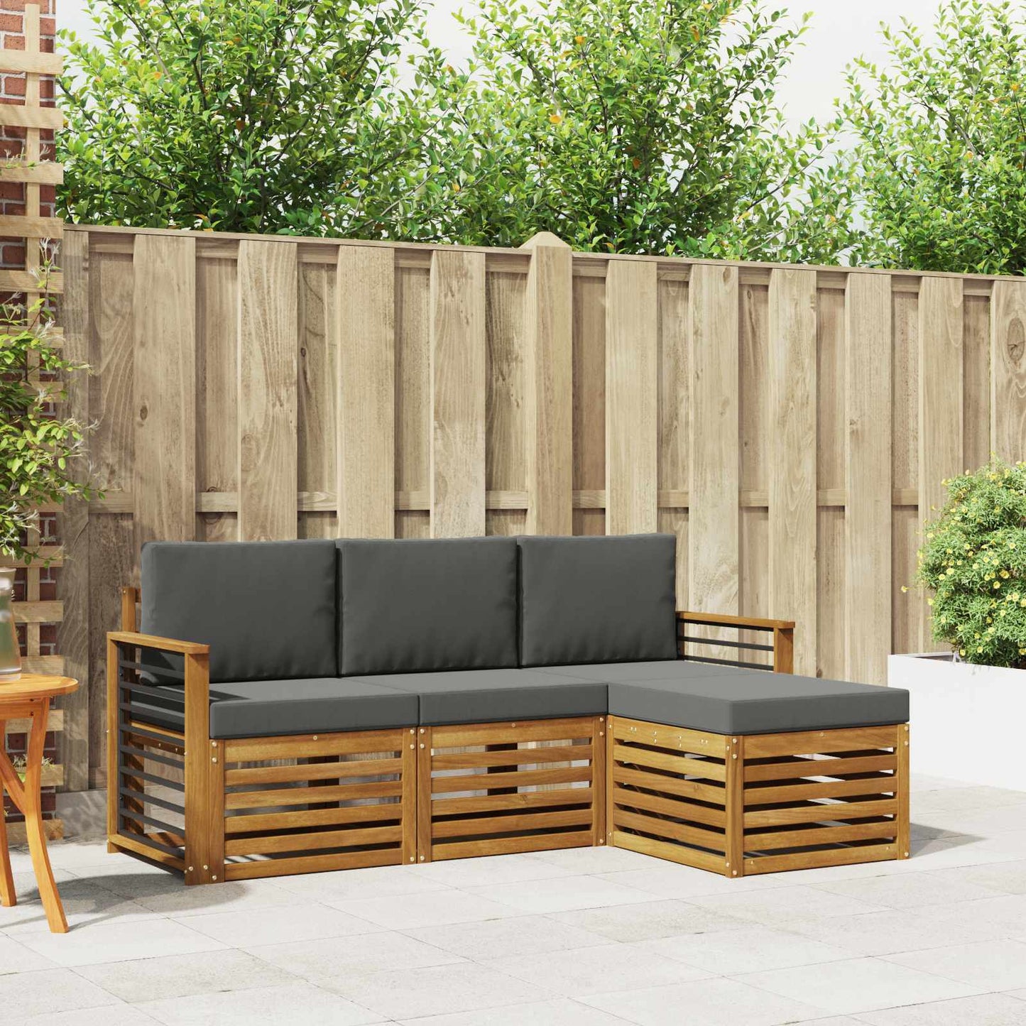 Buiten bankenset met kussen 4 pcs Natuurlijk en Antraciet is nu te koop bij PeponiXL, paradijselijk wonen!
