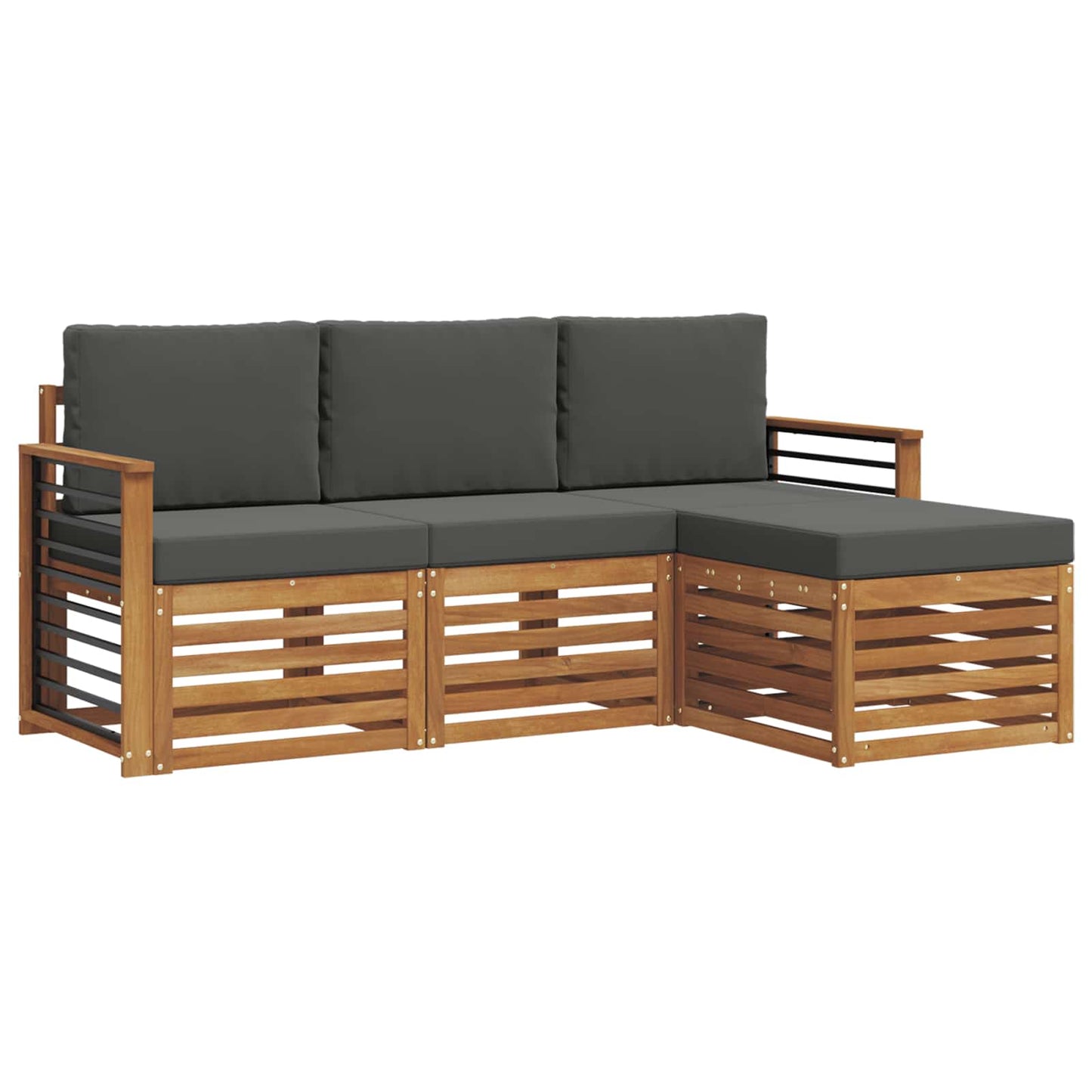 Buiten bankenset met kussen 4 pcs Natuurlijk en Antraciet is nu te koop bij PeponiXL, paradijselijk wonen!