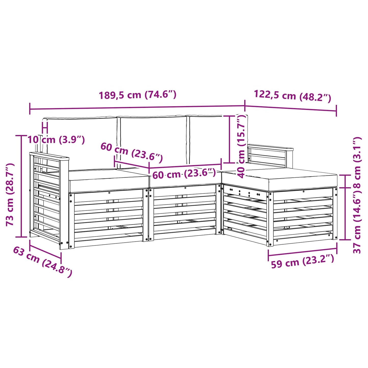 Buiten bankenset met kussen 4 pcs Natuurlijk en Antraciet is nu te koop bij PeponiXL, paradijselijk wonen!