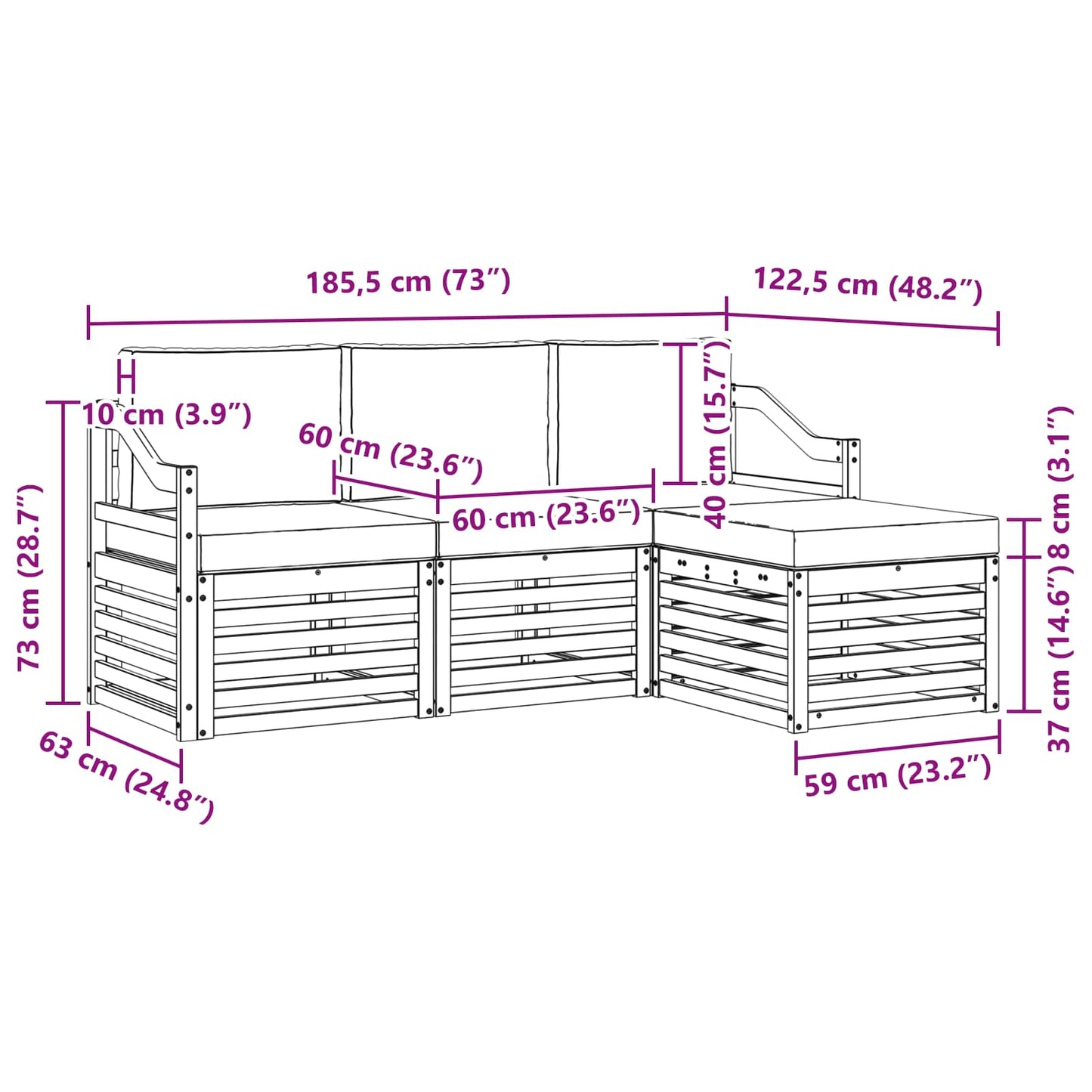 Buiten bankenset met kussen 4 pcs Natuurlijk en Lichtgrijs is nu te koop bij PeponiXL, paradijselijk wonen!