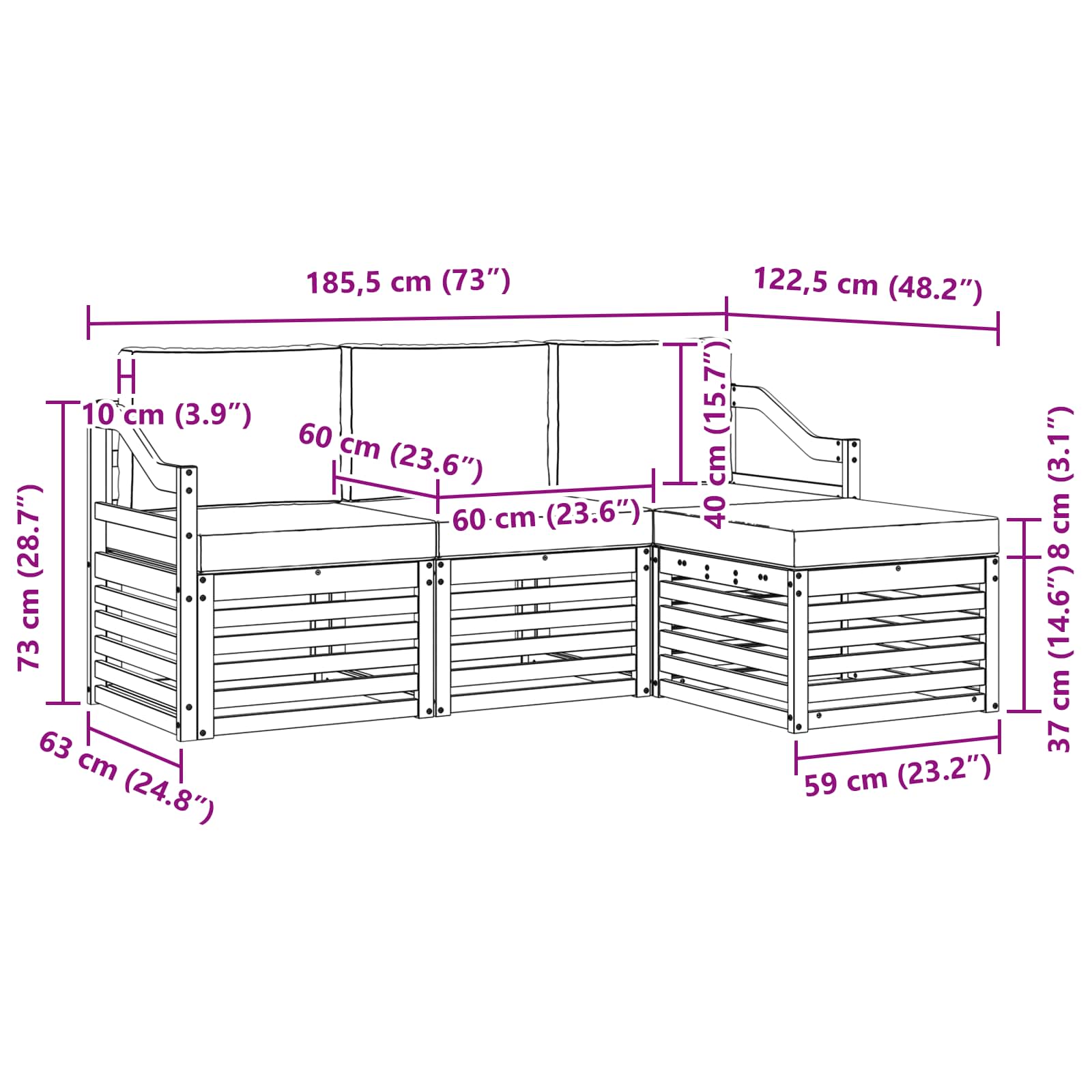 Buiten bankenset met kussen 4 pcs Natuurlijk en Lichtgrijs is nu te koop bij PeponiXL, paradijselijk wonen!