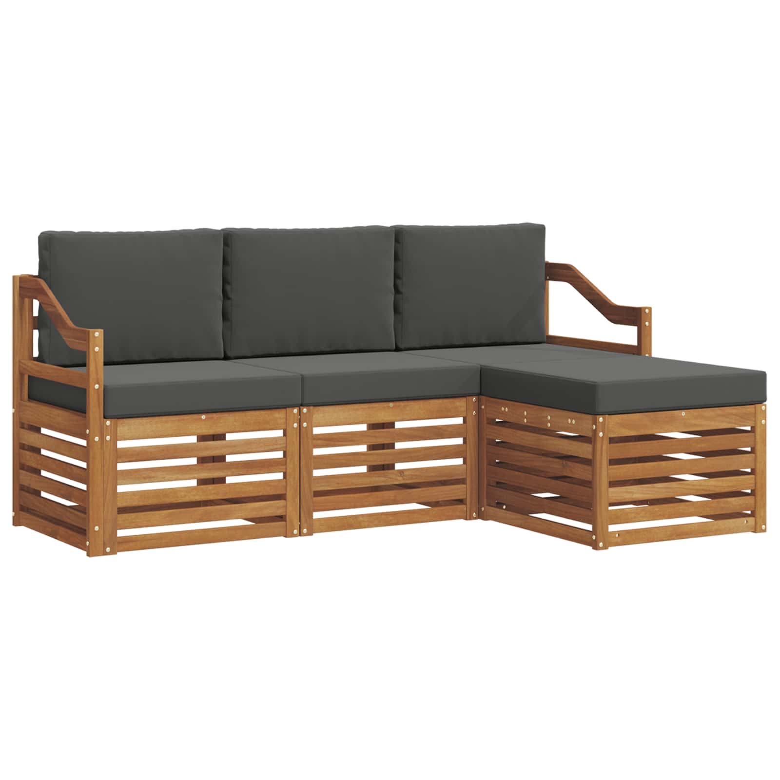 Buiten bankenset met kussen 4 pcs Natuurlijk en Antraciet is nu te koop bij PeponiXL, paradijselijk wonen!