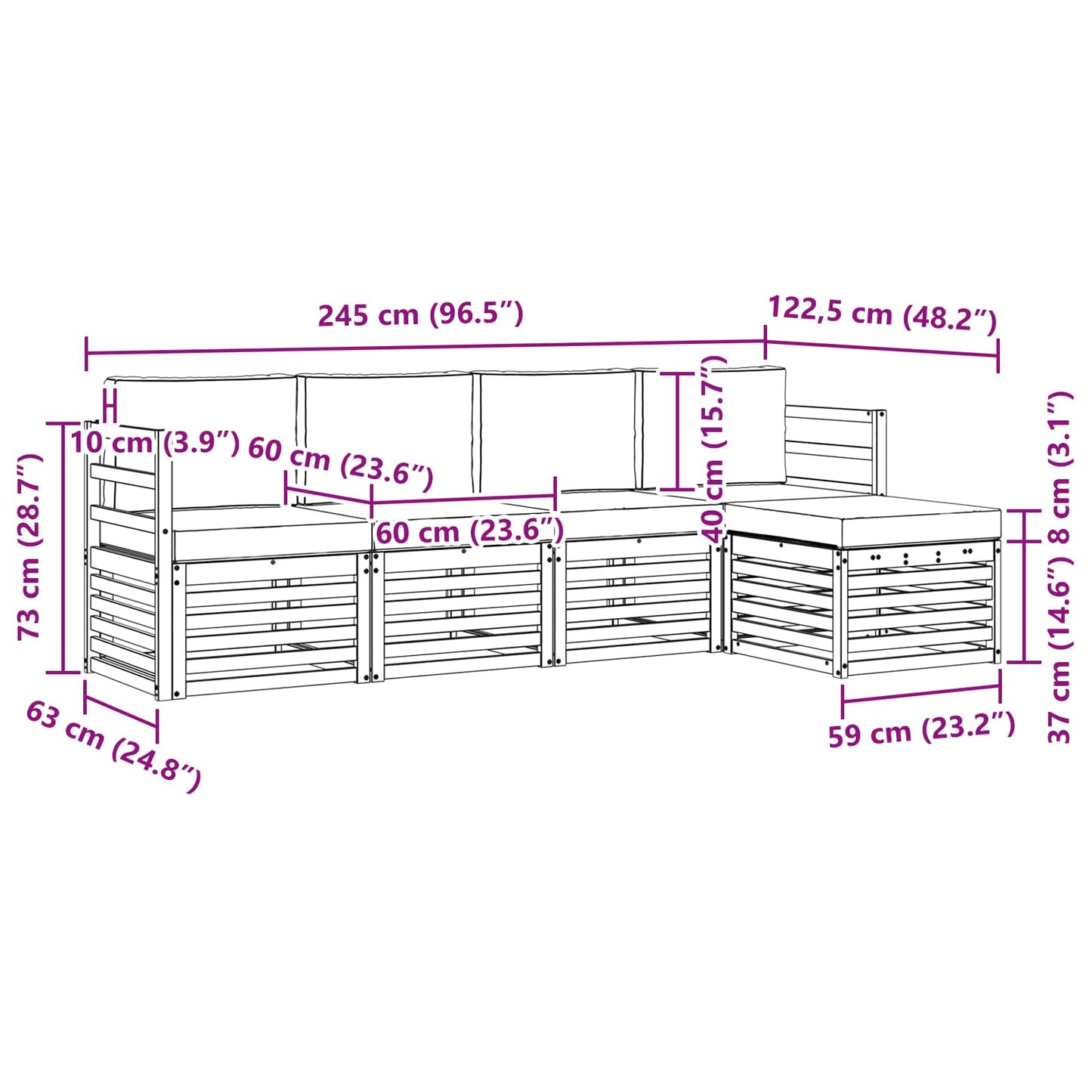 Buiten bankenset met kussen 5 pcs Natuurlijk en Lichtgrijs is nu te koop bij PeponiXL, paradijselijk wonen!