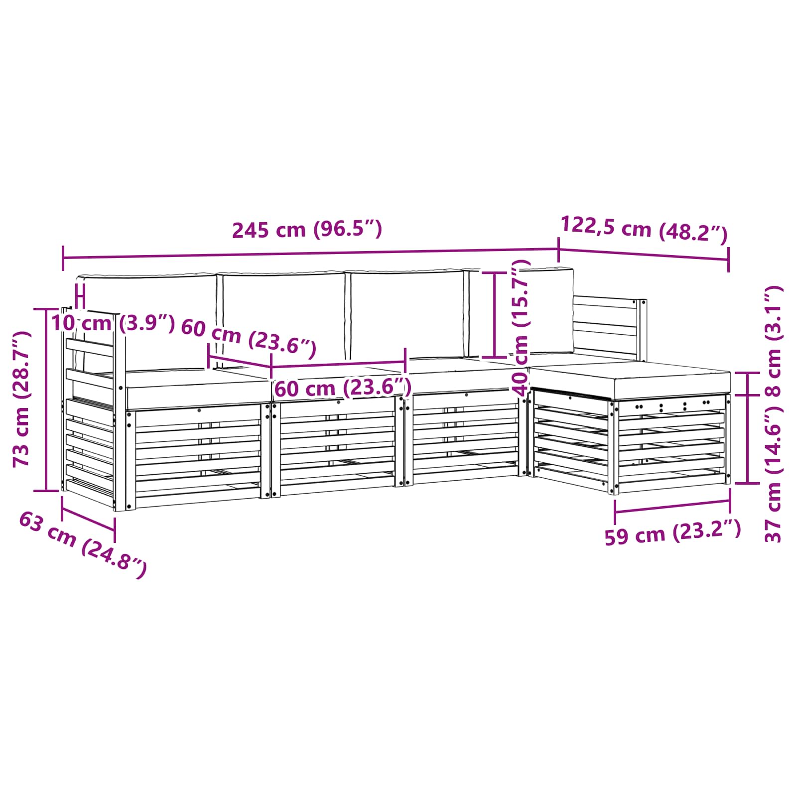 Buiten bankenset met kussen 5 pcs Natuurlijk en Lichtgrijs is nu te koop bij PeponiXL, paradijselijk wonen!