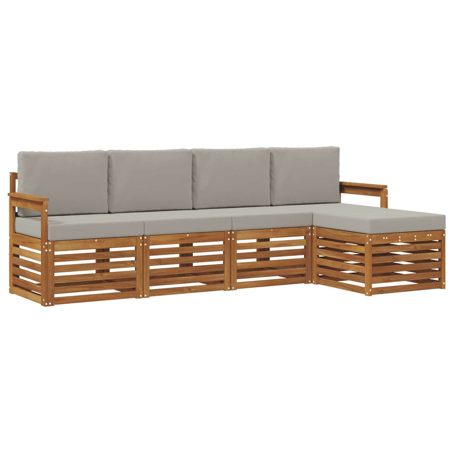 Buiten bankenset met kussen 5 pcs Natuurlijk en Lichtgrijs is nu te koop bij PeponiXL, paradijselijk wonen!