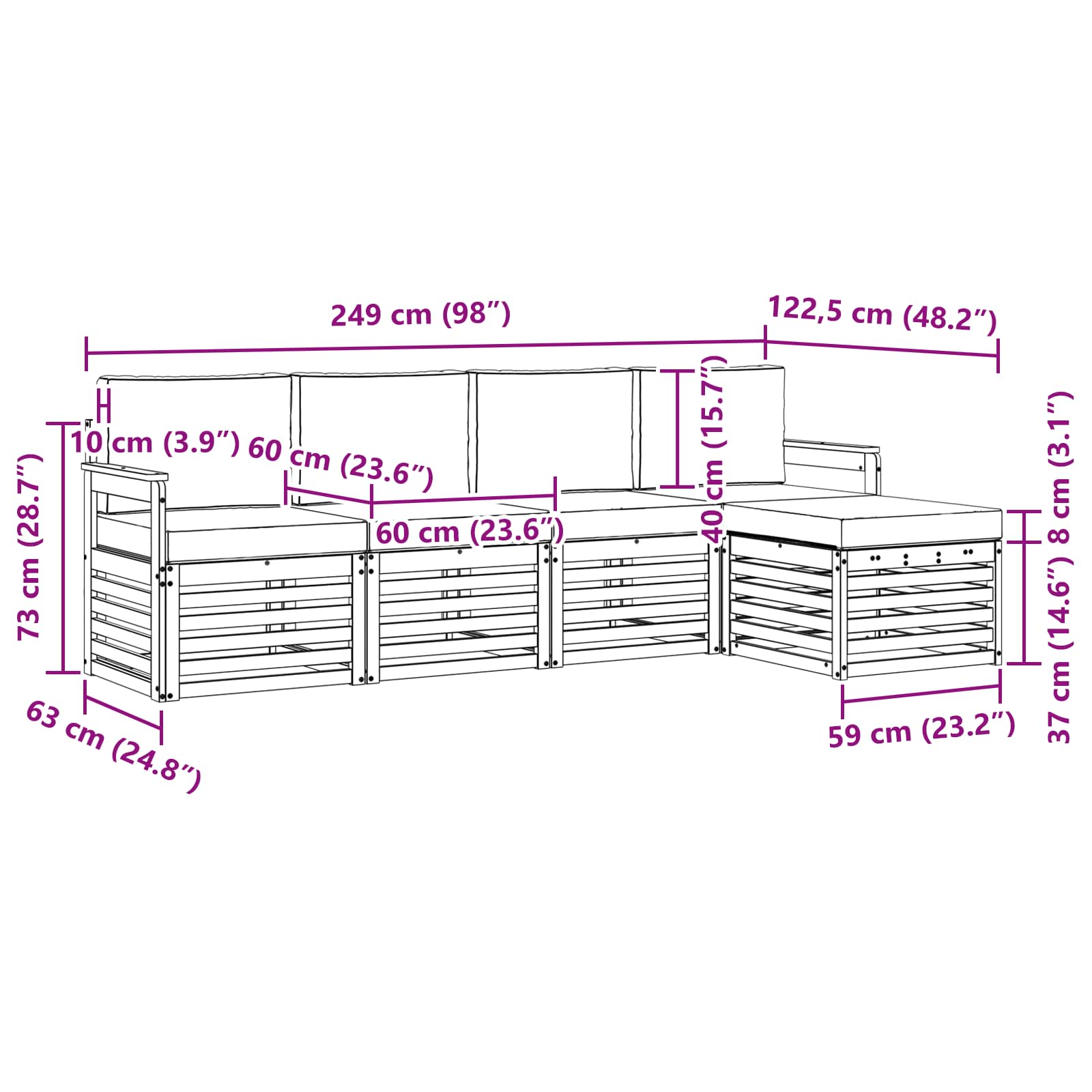 Buiten bankenset met kussen 5 pcs Natuurlijk en Lichtgrijs is nu te koop bij PeponiXL, paradijselijk wonen!